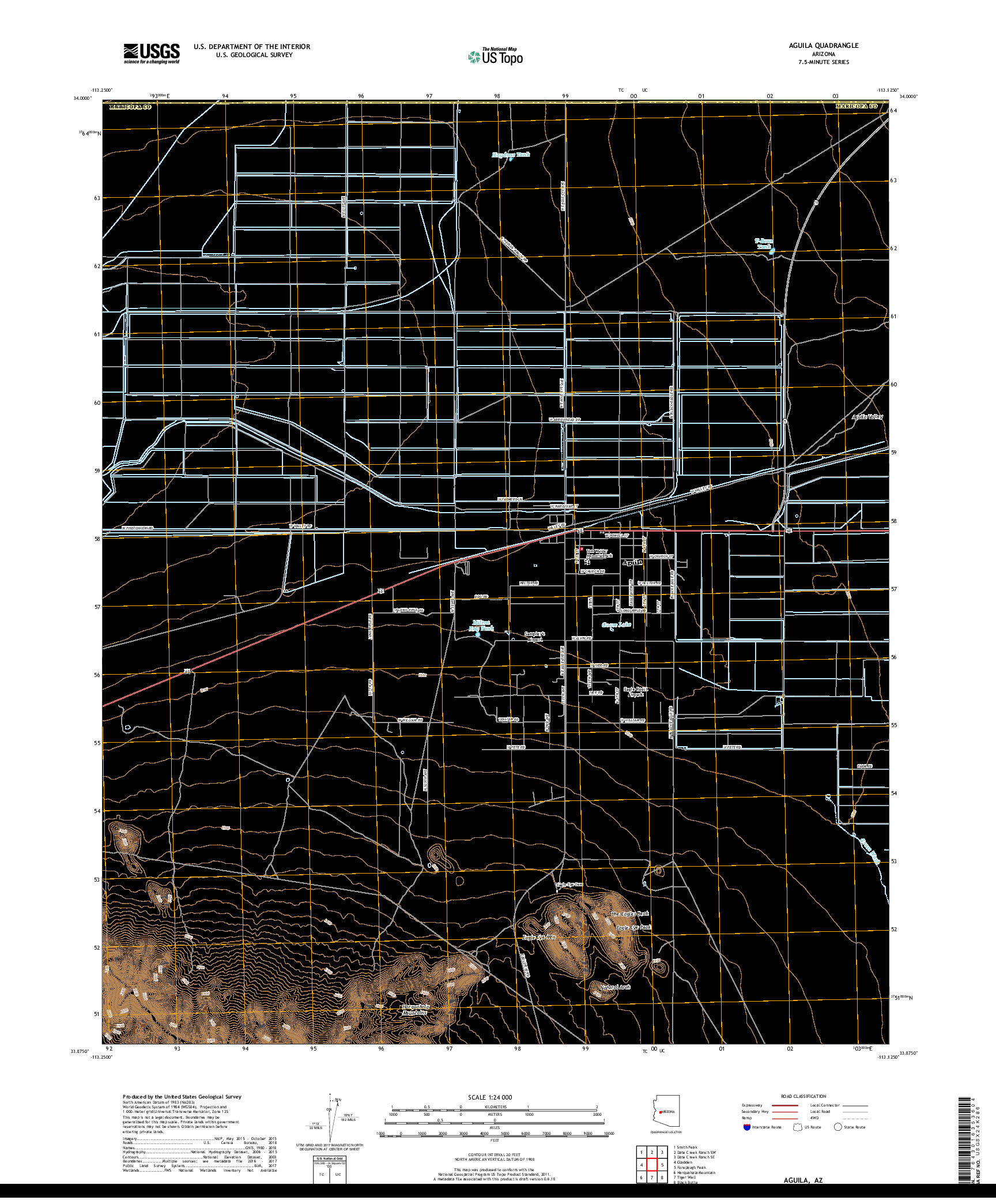 USGS US TOPO 7.5-MINUTE MAP FOR AGUILA, AZ 2018