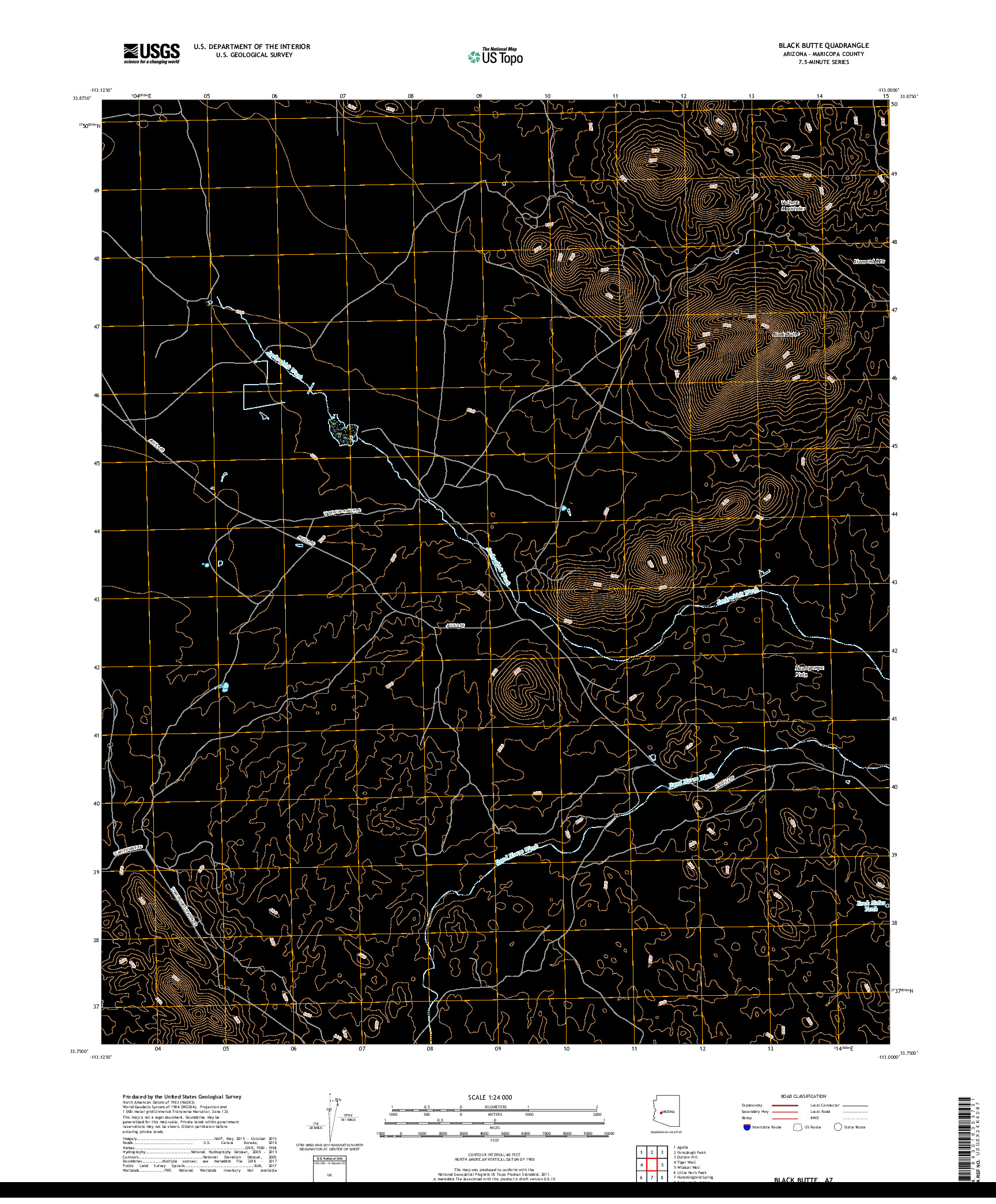 USGS US TOPO 7.5-MINUTE MAP FOR BLACK BUTTE, AZ 2018