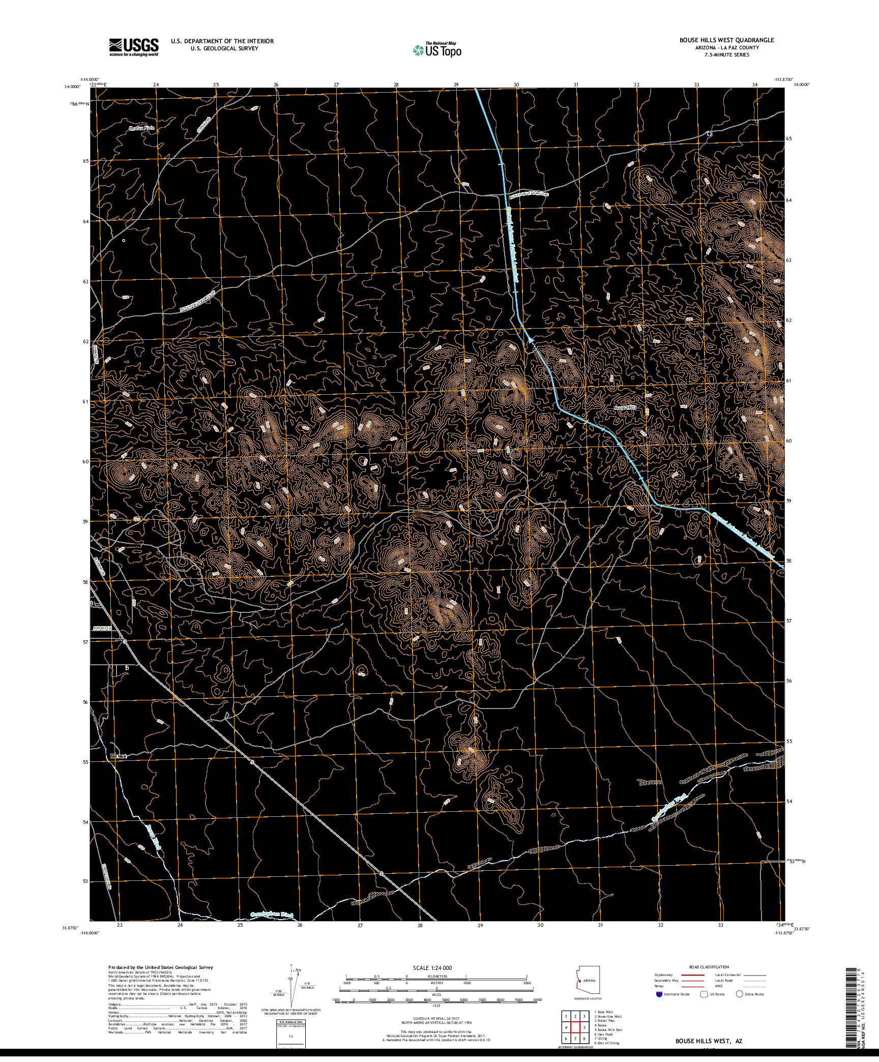 USGS US TOPO 7.5-MINUTE MAP FOR BOUSE HILLS WEST, AZ 2018