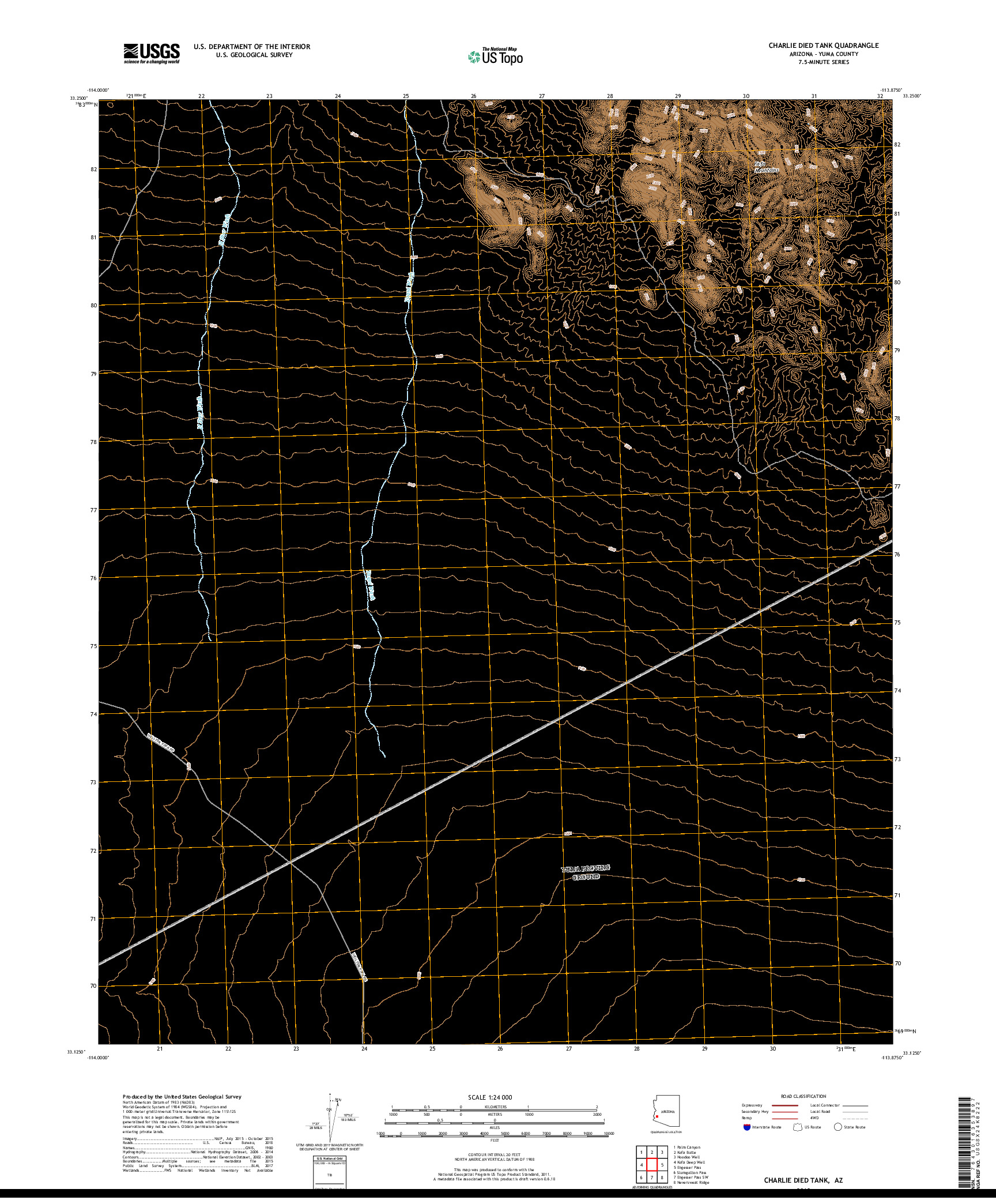 USGS US TOPO 7.5-MINUTE MAP FOR CHARLIE DIED TANK, AZ 2018