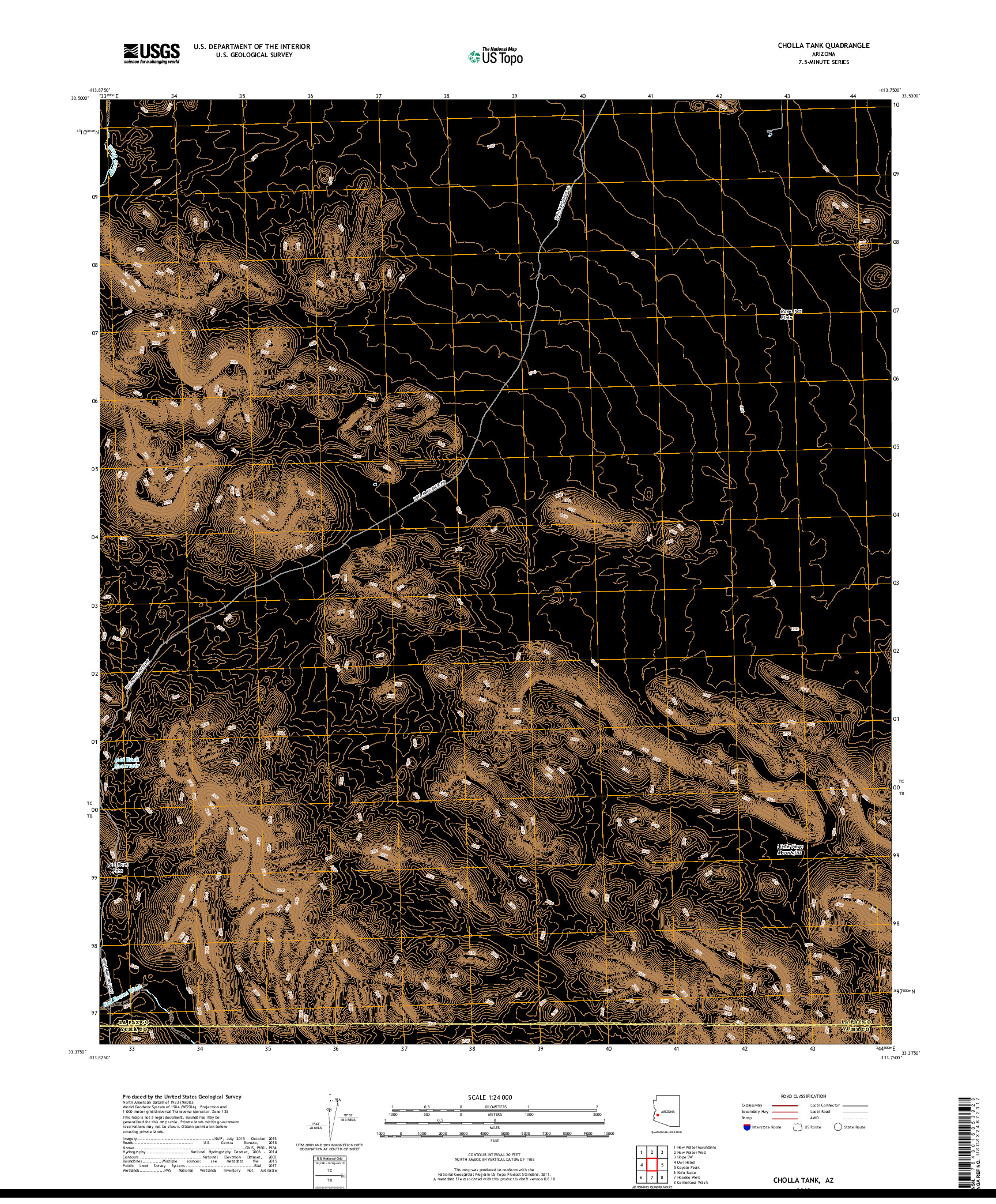 USGS US TOPO 7.5-MINUTE MAP FOR CHOLLA TANK, AZ 2018