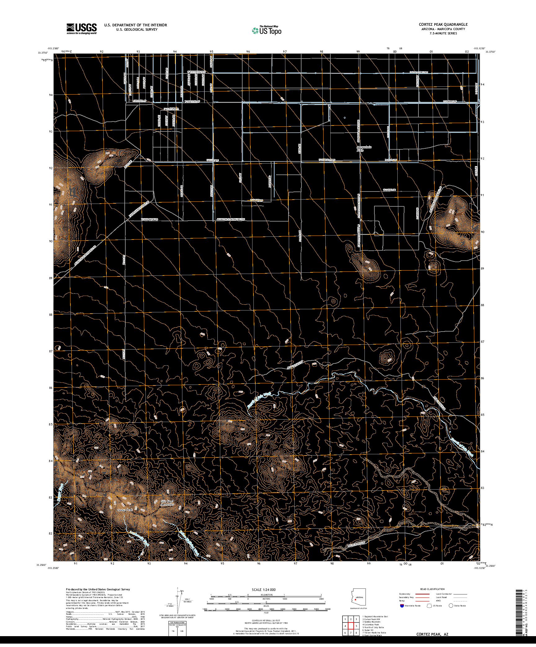 USGS US TOPO 7.5-MINUTE MAP FOR CORTEZ PEAK, AZ 2018