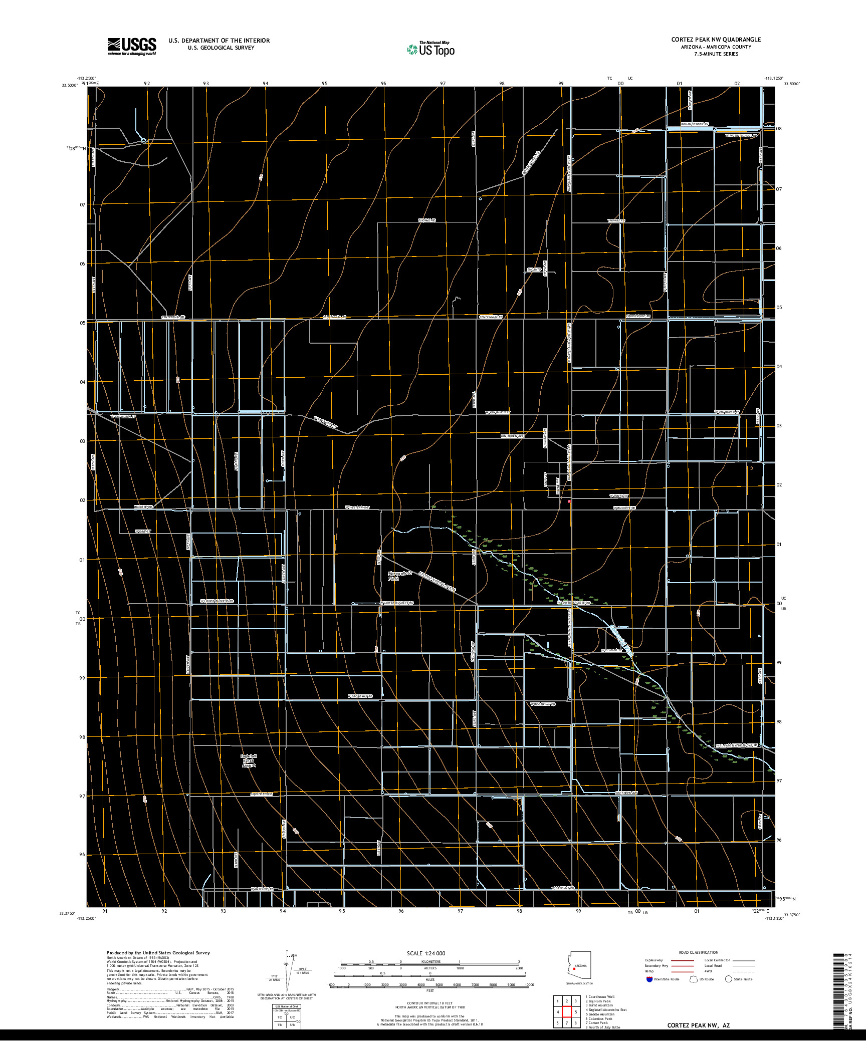USGS US TOPO 7.5-MINUTE MAP FOR CORTEZ PEAK NW, AZ 2018