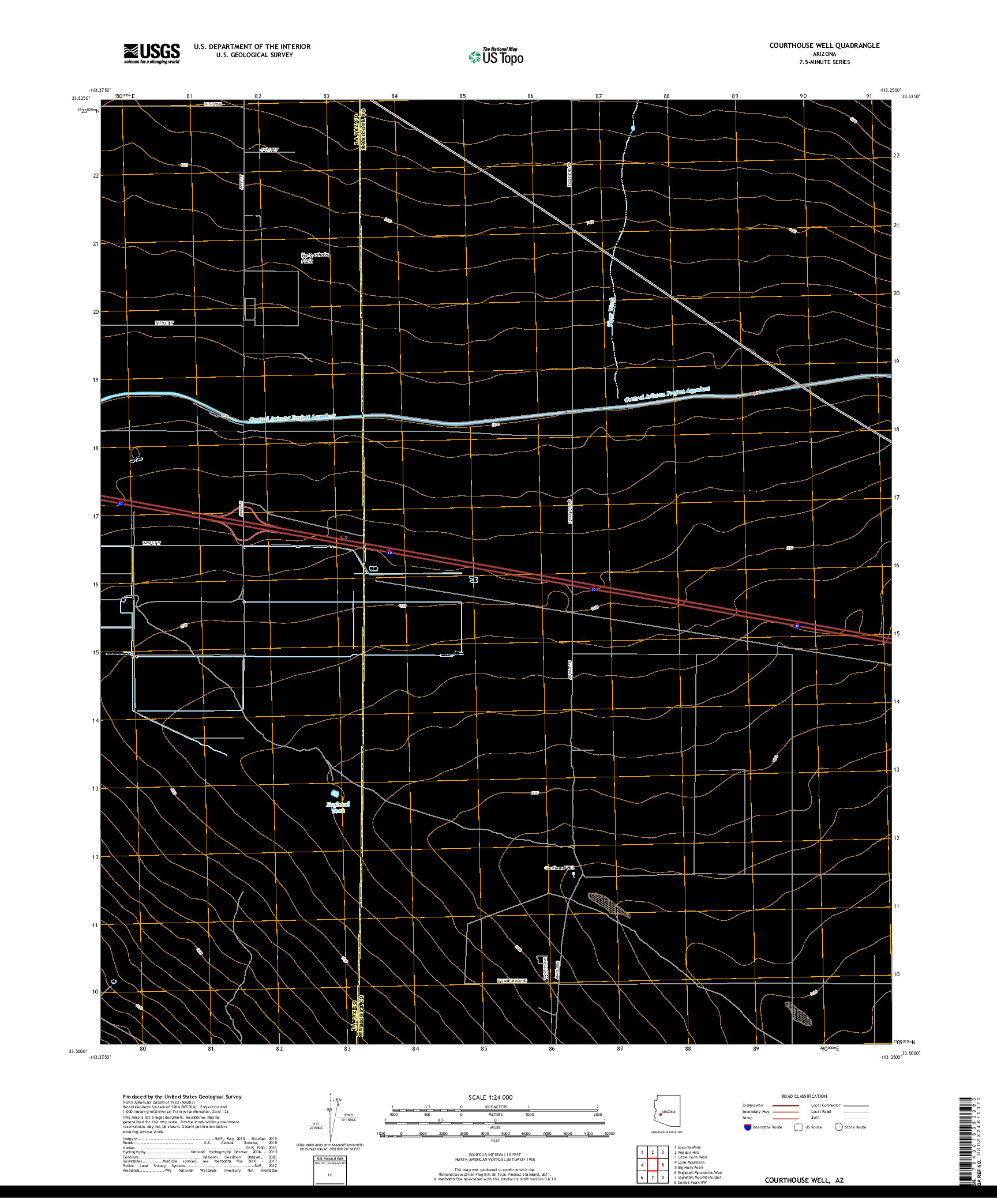 USGS US TOPO 7.5-MINUTE MAP FOR COURTHOUSE WELL, AZ 2018