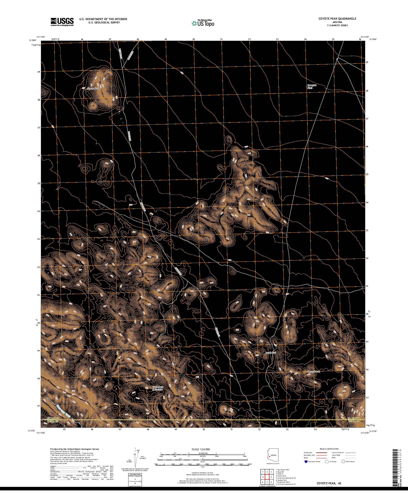 USGS US TOPO 7.5-MINUTE MAP FOR COYOTE PEAK, AZ 2018