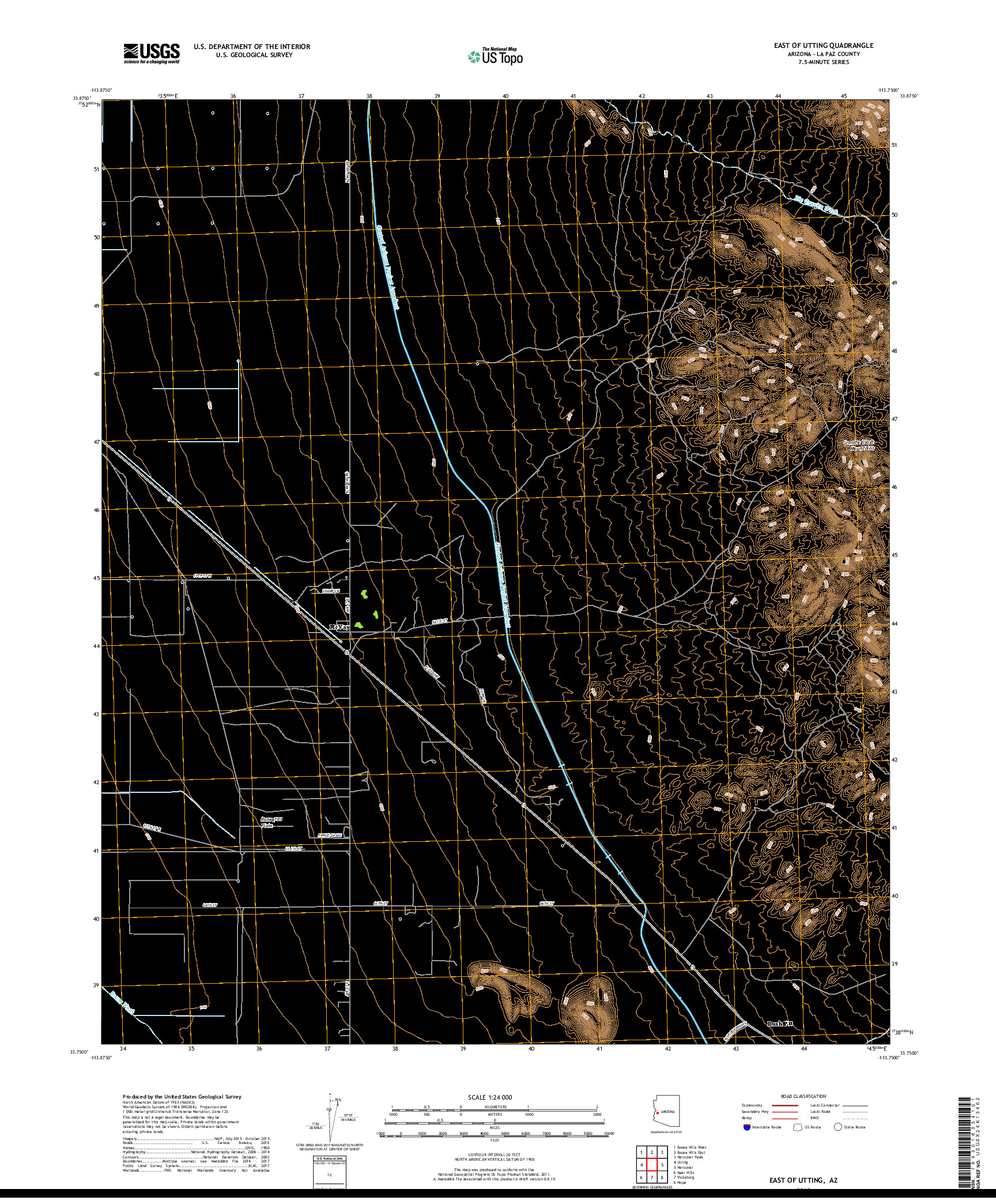 USGS US TOPO 7.5-MINUTE MAP FOR EAST OF UTTING, AZ 2018