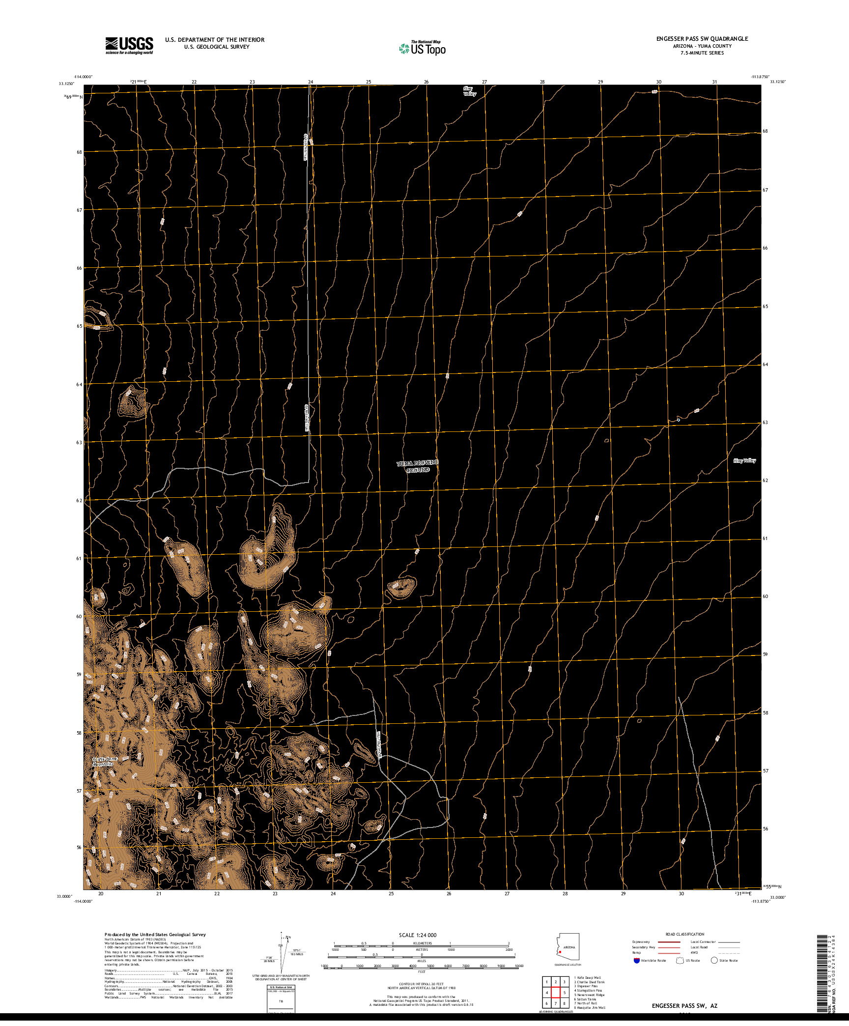 USGS US TOPO 7.5-MINUTE MAP FOR ENGESSER PASS SW, AZ 2018