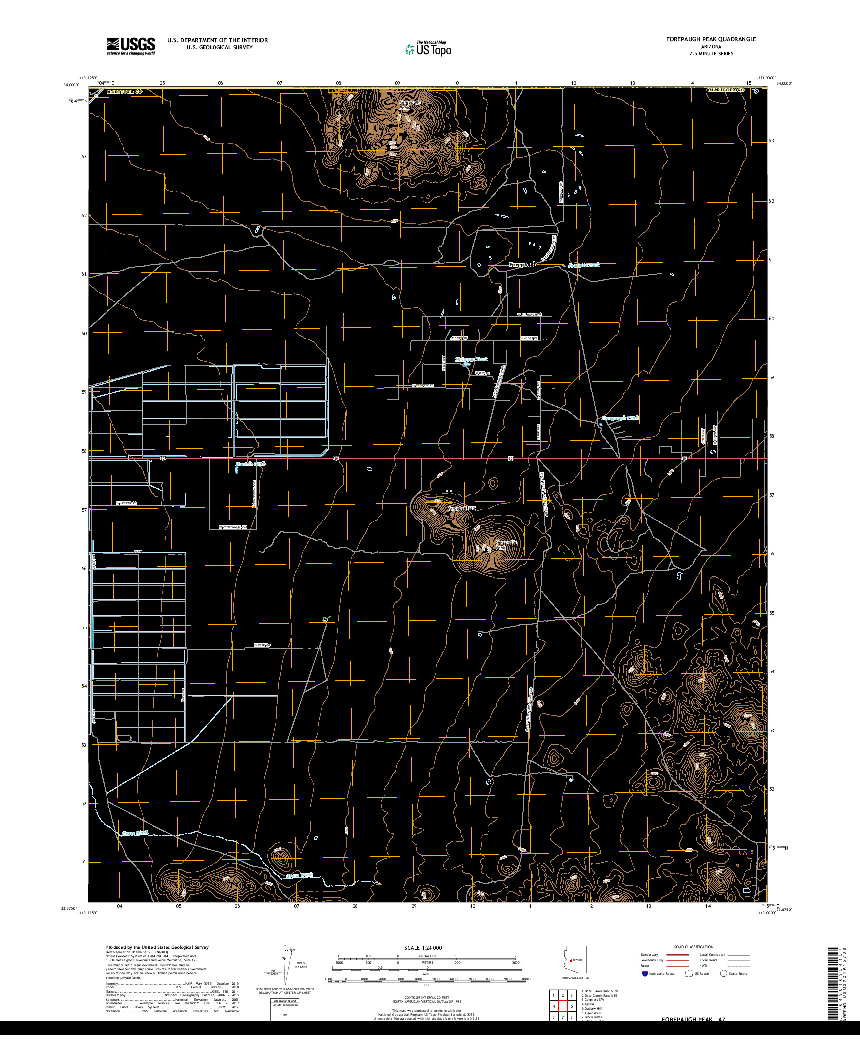 USGS US TOPO 7.5-MINUTE MAP FOR FOREPAUGH PEAK, AZ 2018
