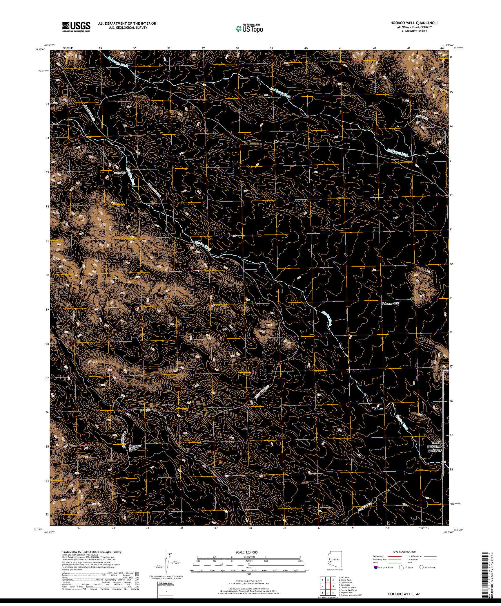 USGS US TOPO 7.5-MINUTE MAP FOR HOODOO WELL, AZ 2018