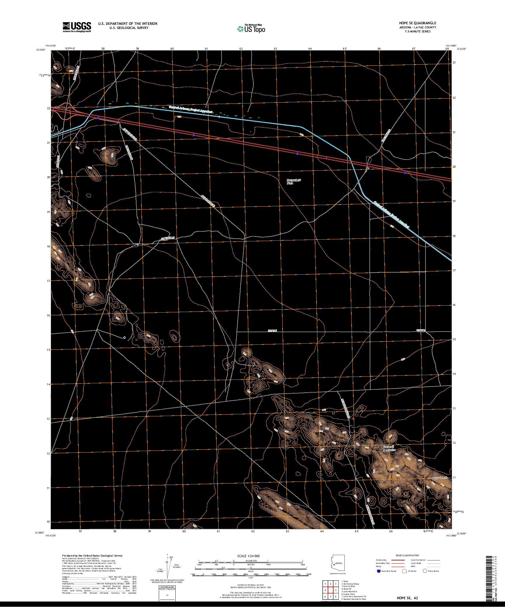 USGS US TOPO 7.5-MINUTE MAP FOR HOPE SE, AZ 2018