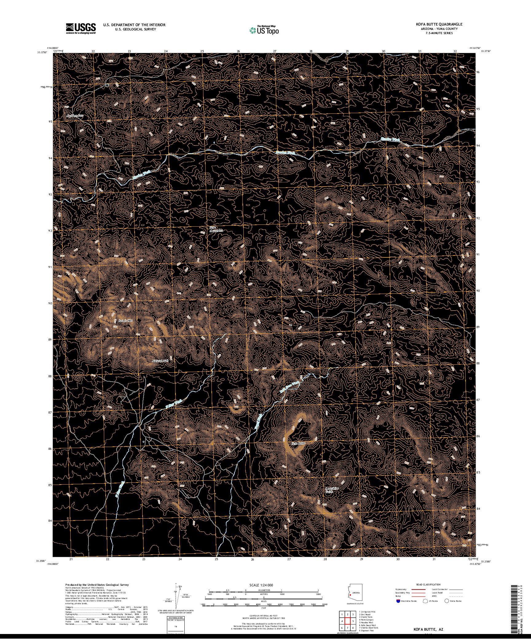USGS US TOPO 7.5-MINUTE MAP FOR KOFA BUTTE, AZ 2018