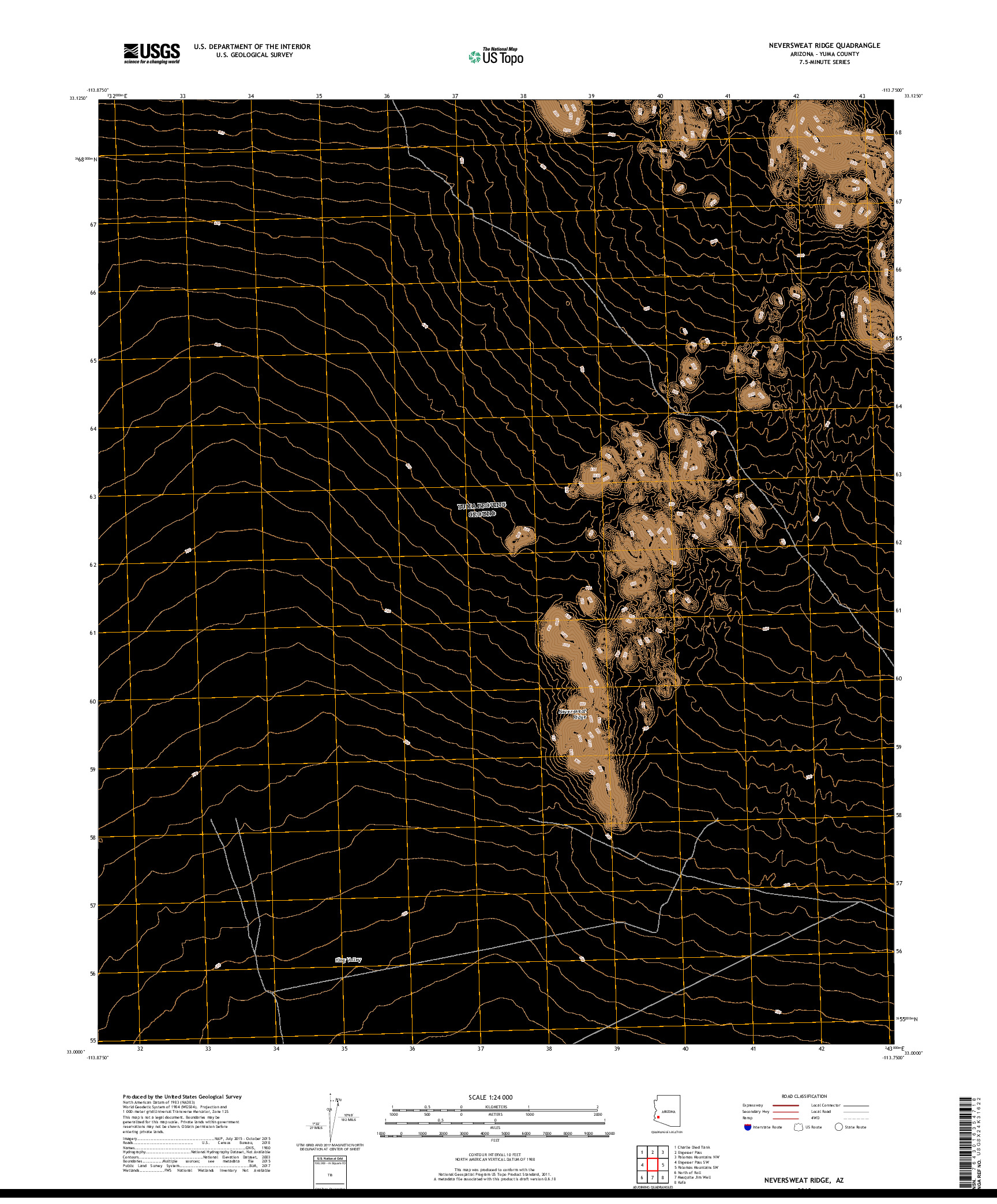 USGS US TOPO 7.5-MINUTE MAP FOR NEVERSWEAT RIDGE, AZ 2018