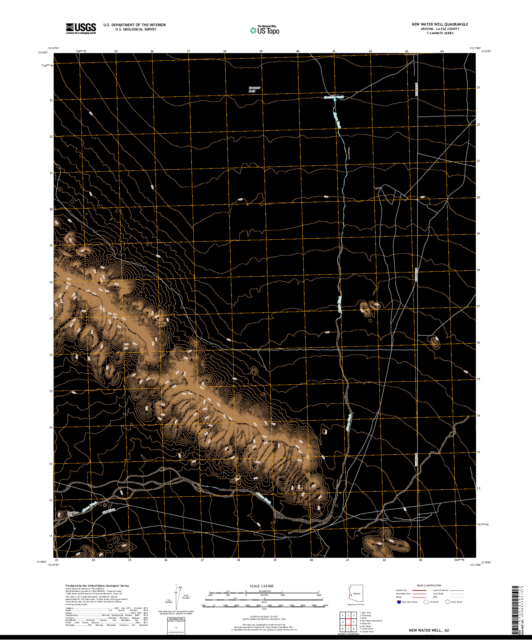 USGS US TOPO 7.5-MINUTE MAP FOR NEW WATER WELL, AZ 2018