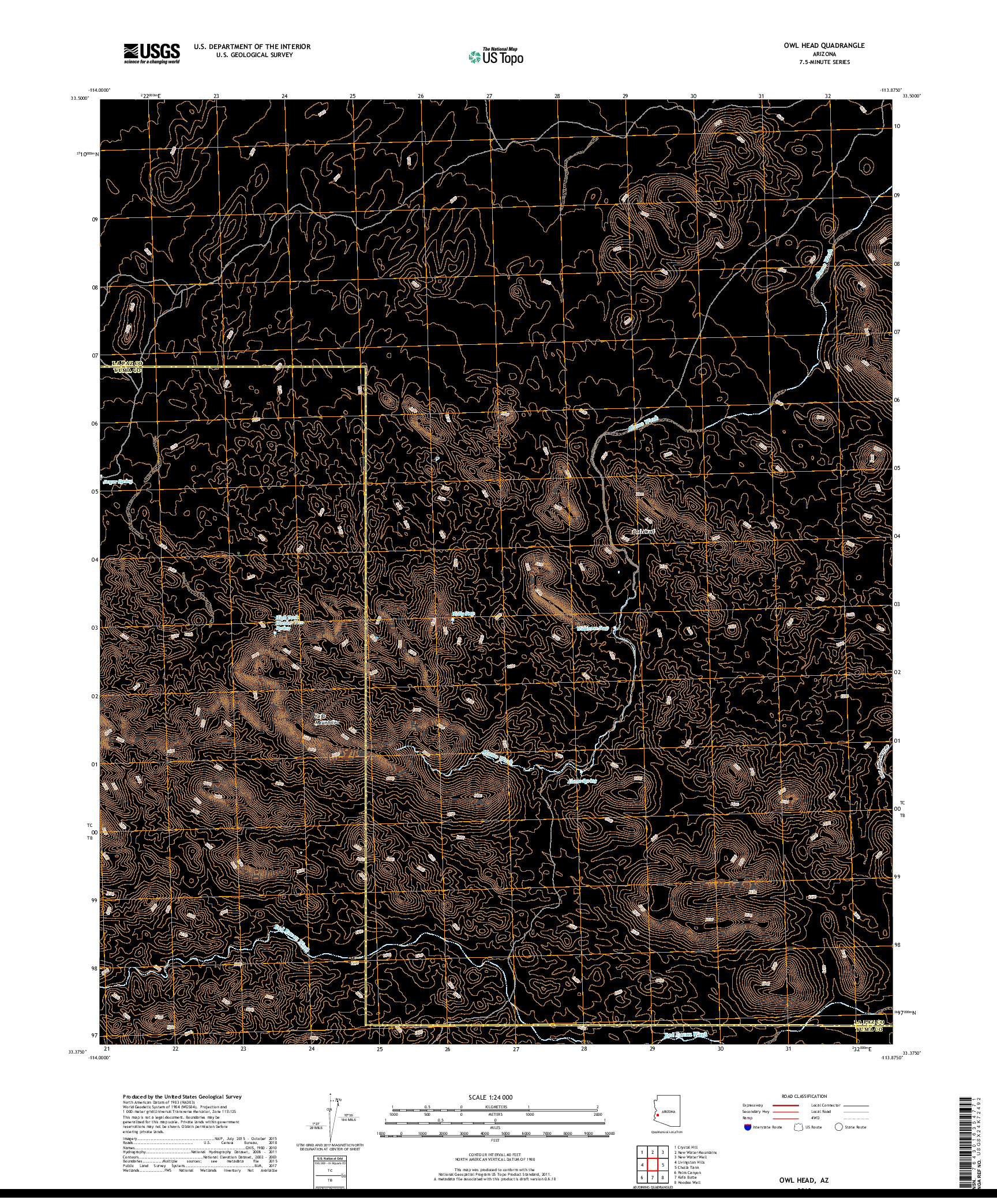 USGS US TOPO 7.5-MINUTE MAP FOR OWL HEAD, AZ 2018