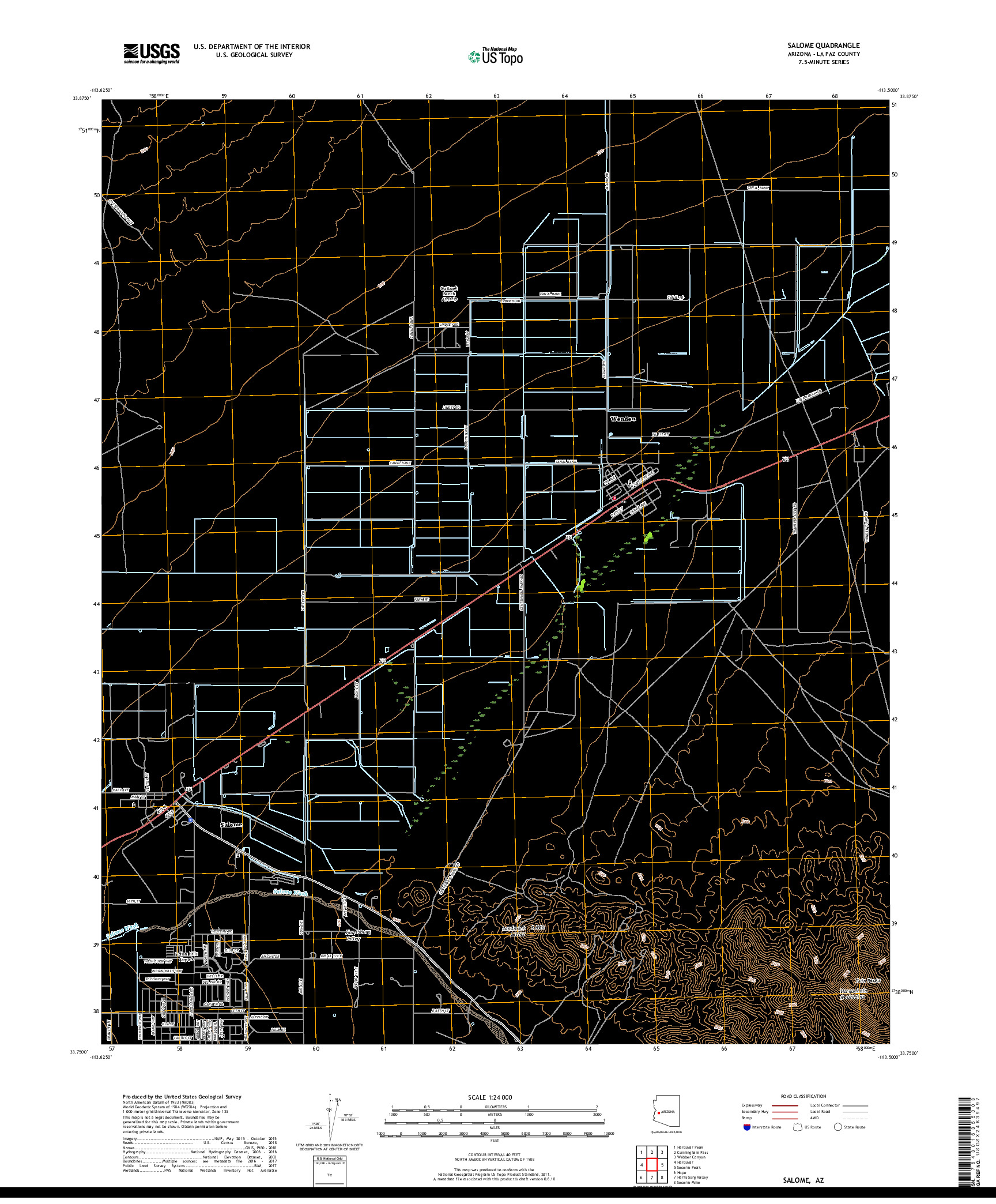 USGS US TOPO 7.5-MINUTE MAP FOR SALOME, AZ 2018