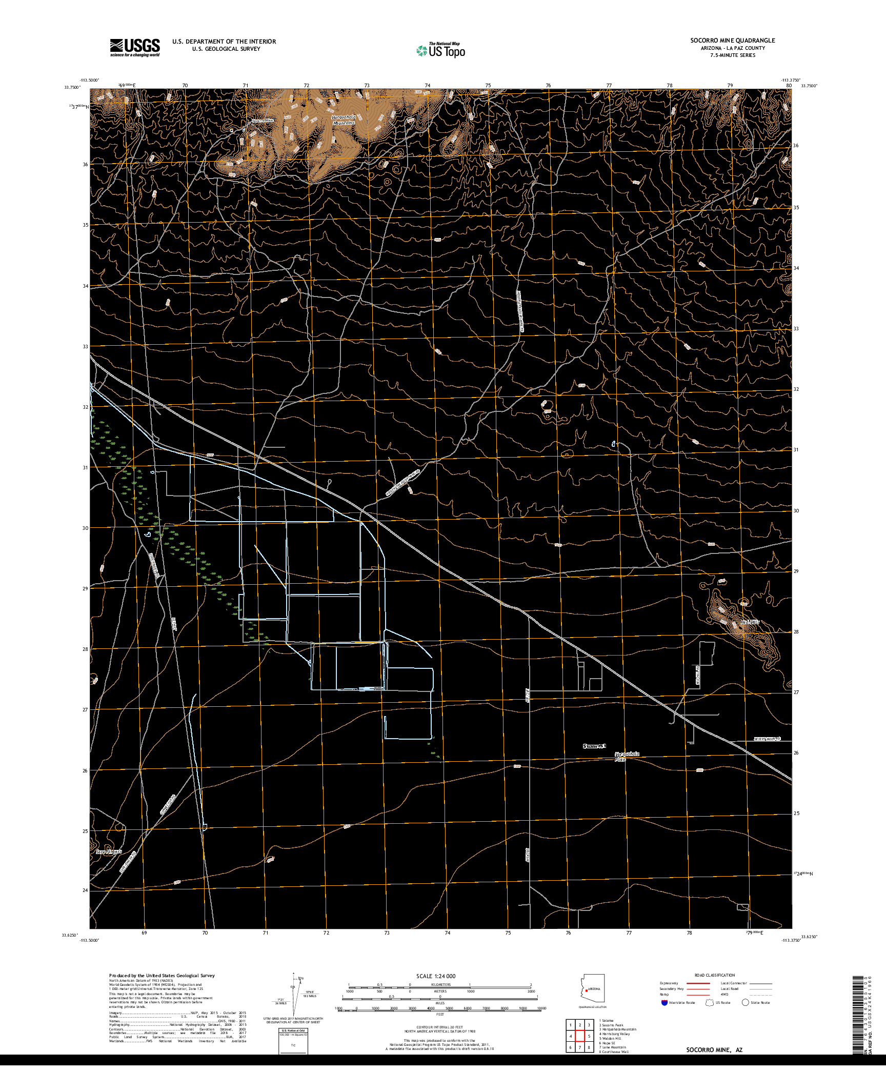 USGS US TOPO 7.5-MINUTE MAP FOR SOCORRO MINE, AZ 2018