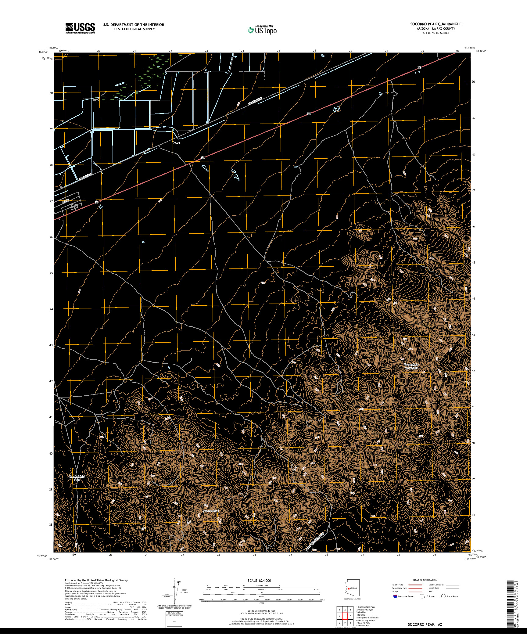 USGS US TOPO 7.5-MINUTE MAP FOR SOCORRO PEAK, AZ 2018