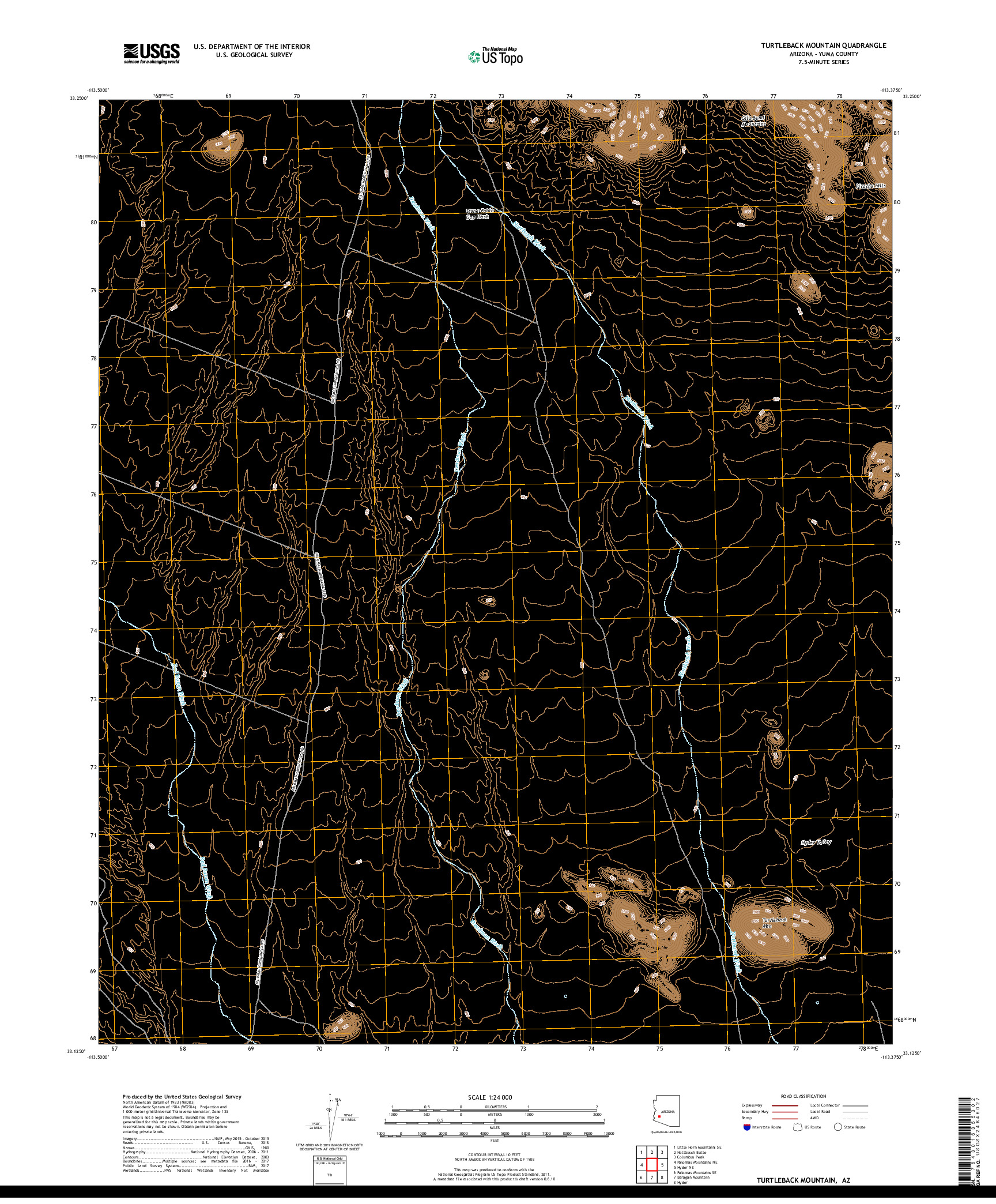 USGS US TOPO 7.5-MINUTE MAP FOR TURTLEBACK MOUNTAIN, AZ 2018