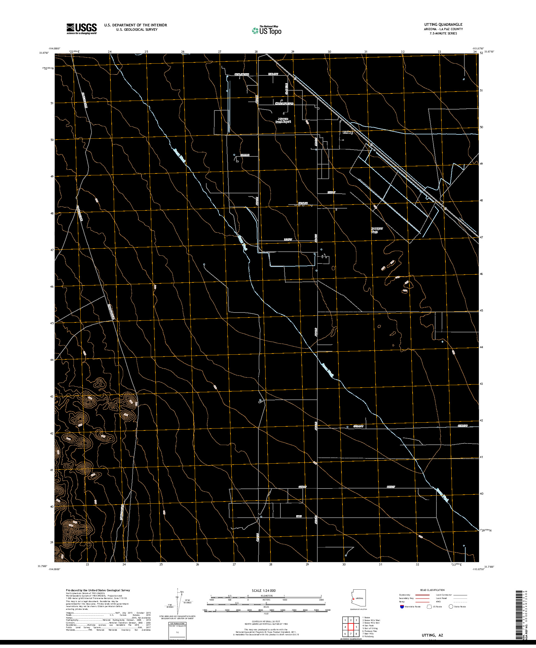 USGS US TOPO 7.5-MINUTE MAP FOR UTTING, AZ 2018