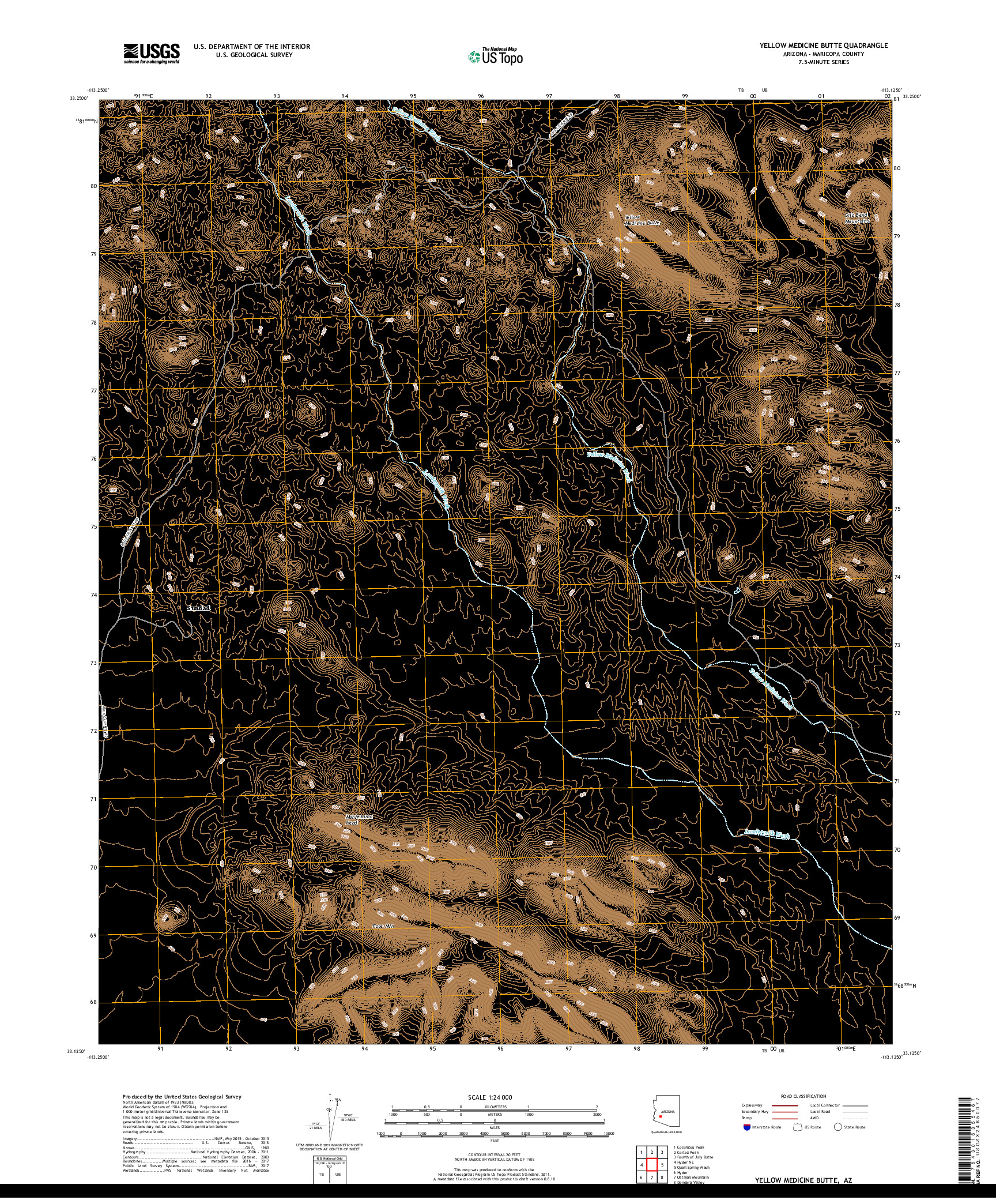 USGS US TOPO 7.5-MINUTE MAP FOR YELLOW MEDICINE BUTTE, AZ 2018