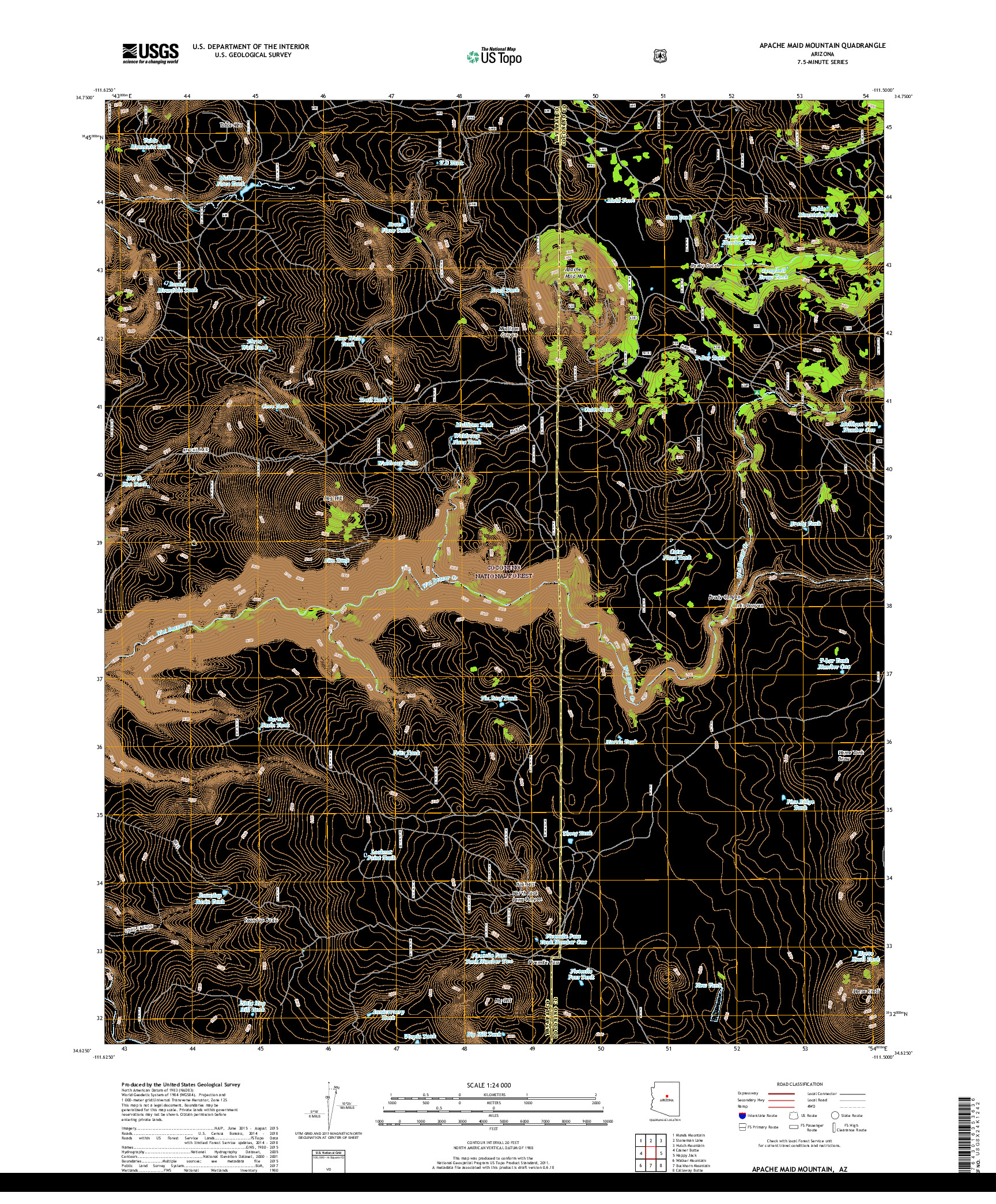USGS US TOPO 7.5-MINUTE MAP FOR APACHE MAID MOUNTAIN, AZ 2018
