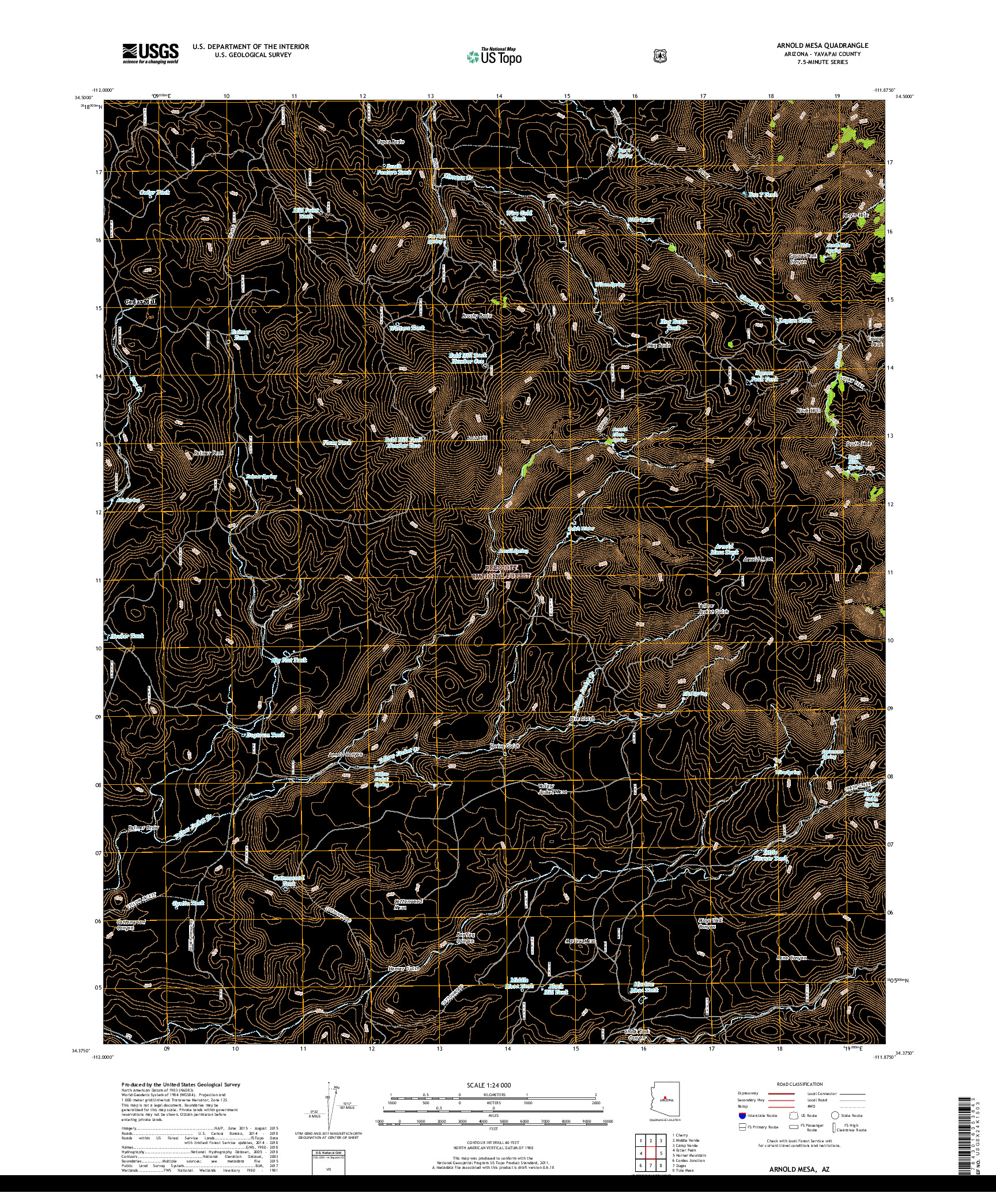 USGS US TOPO 7.5-MINUTE MAP FOR ARNOLD MESA, AZ 2018
