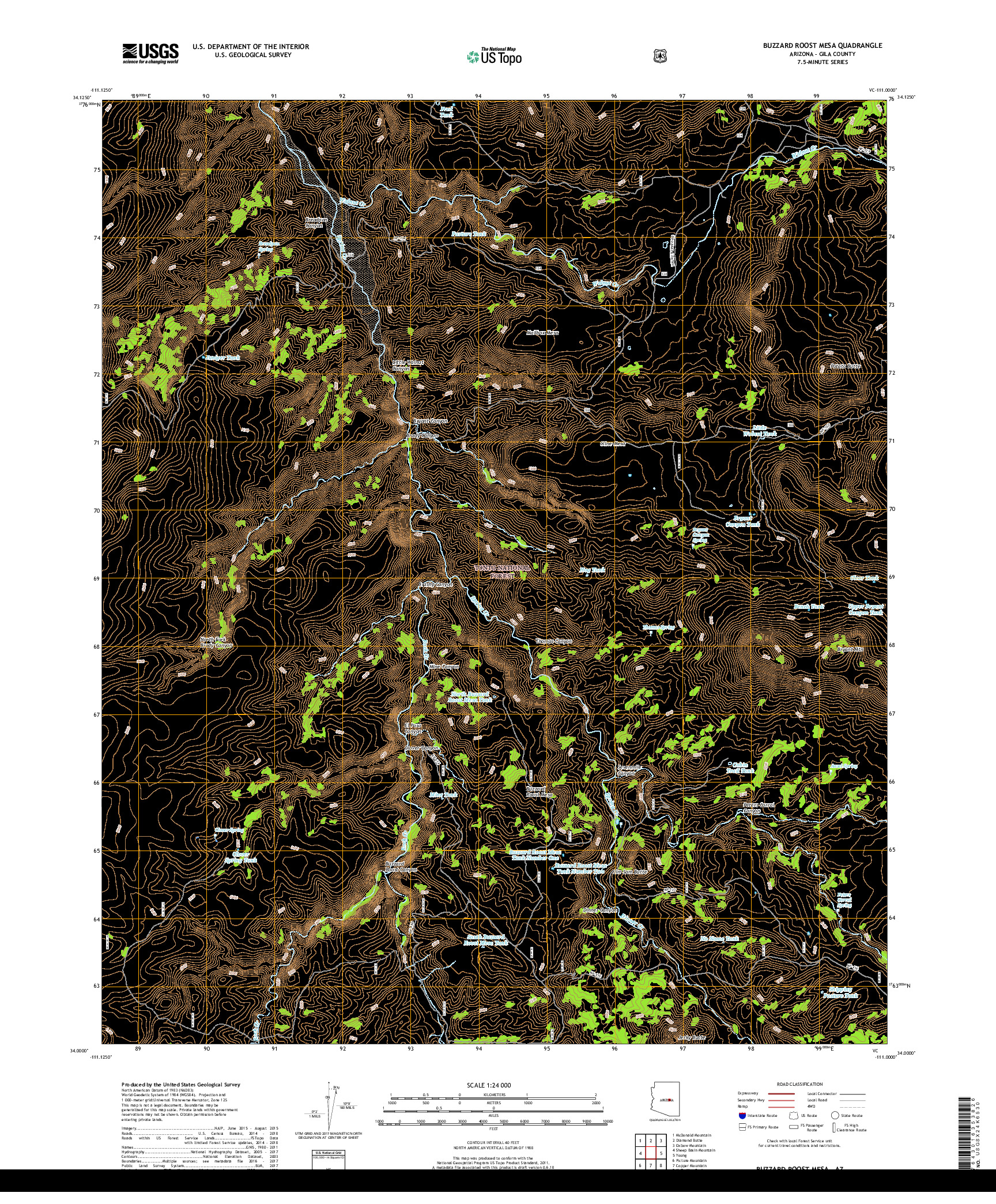 USGS US TOPO 7.5-MINUTE MAP FOR BUZZARD ROOST MESA, AZ 2018