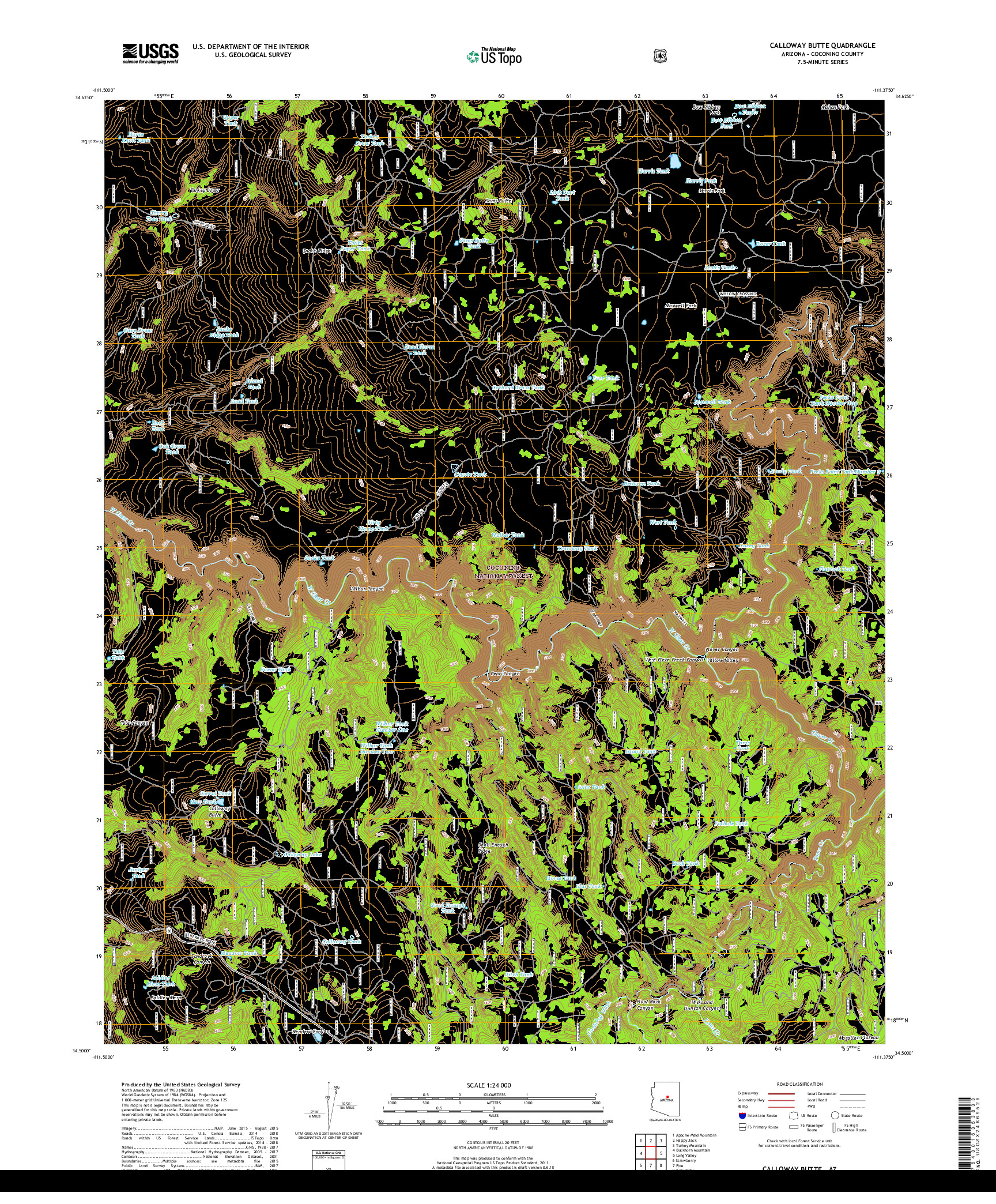 USGS US TOPO 7.5-MINUTE MAP FOR CALLOWAY BUTTE, AZ 2018