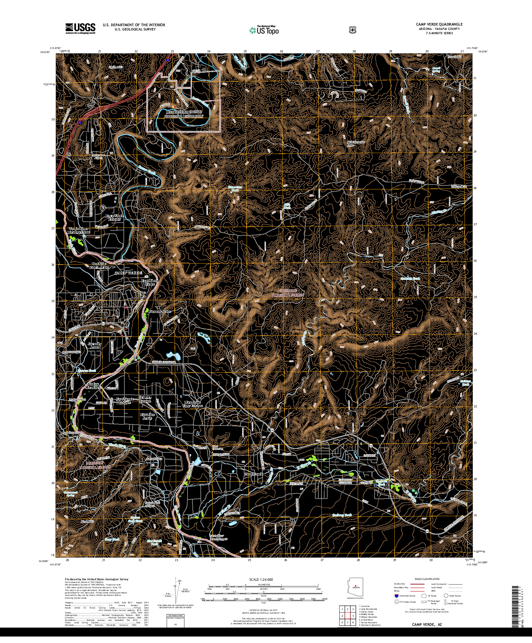 USGS US TOPO 7.5-MINUTE MAP FOR CAMP VERDE, AZ 2018