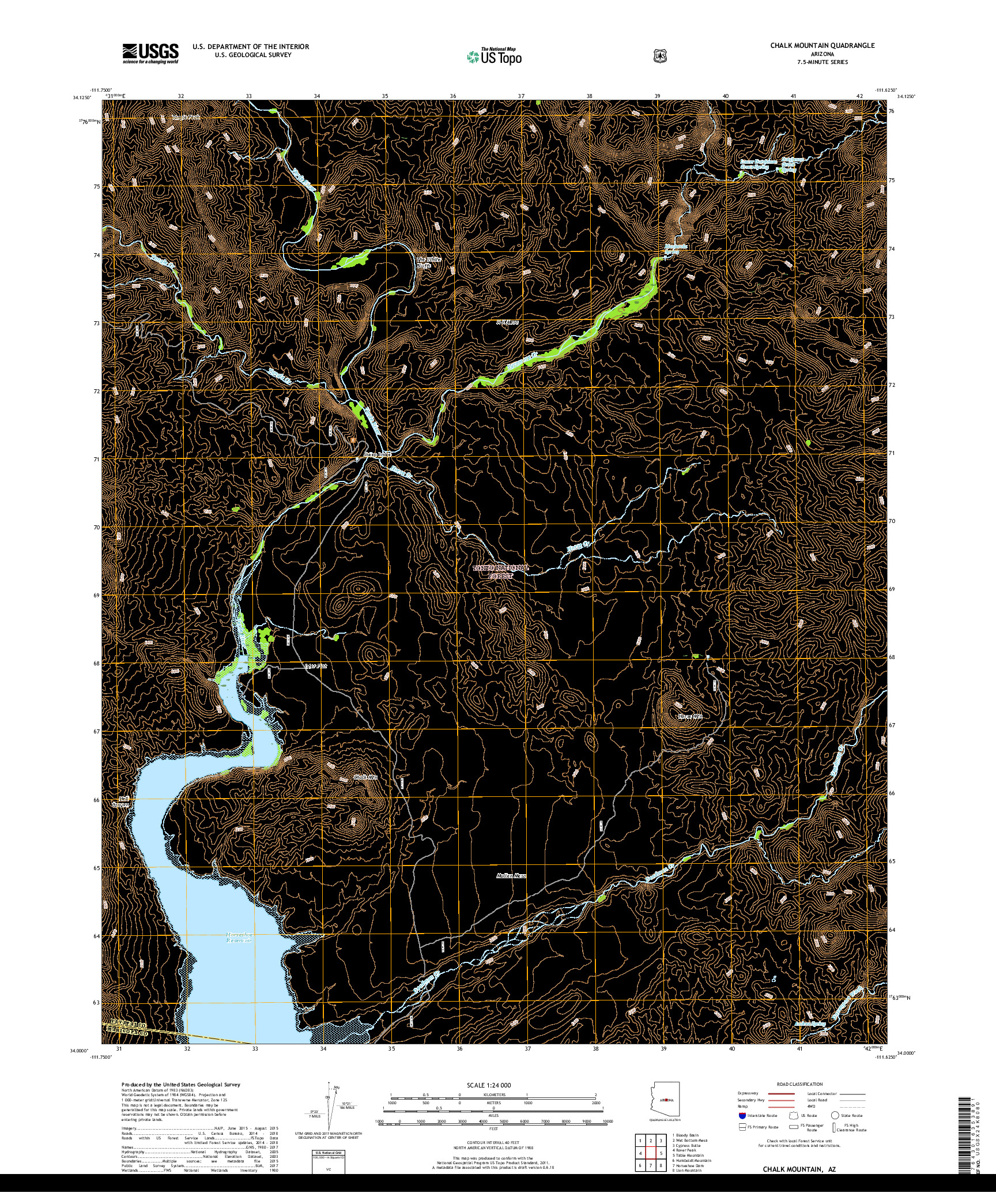 USGS US TOPO 7.5-MINUTE MAP FOR CHALK MOUNTAIN, AZ 2018