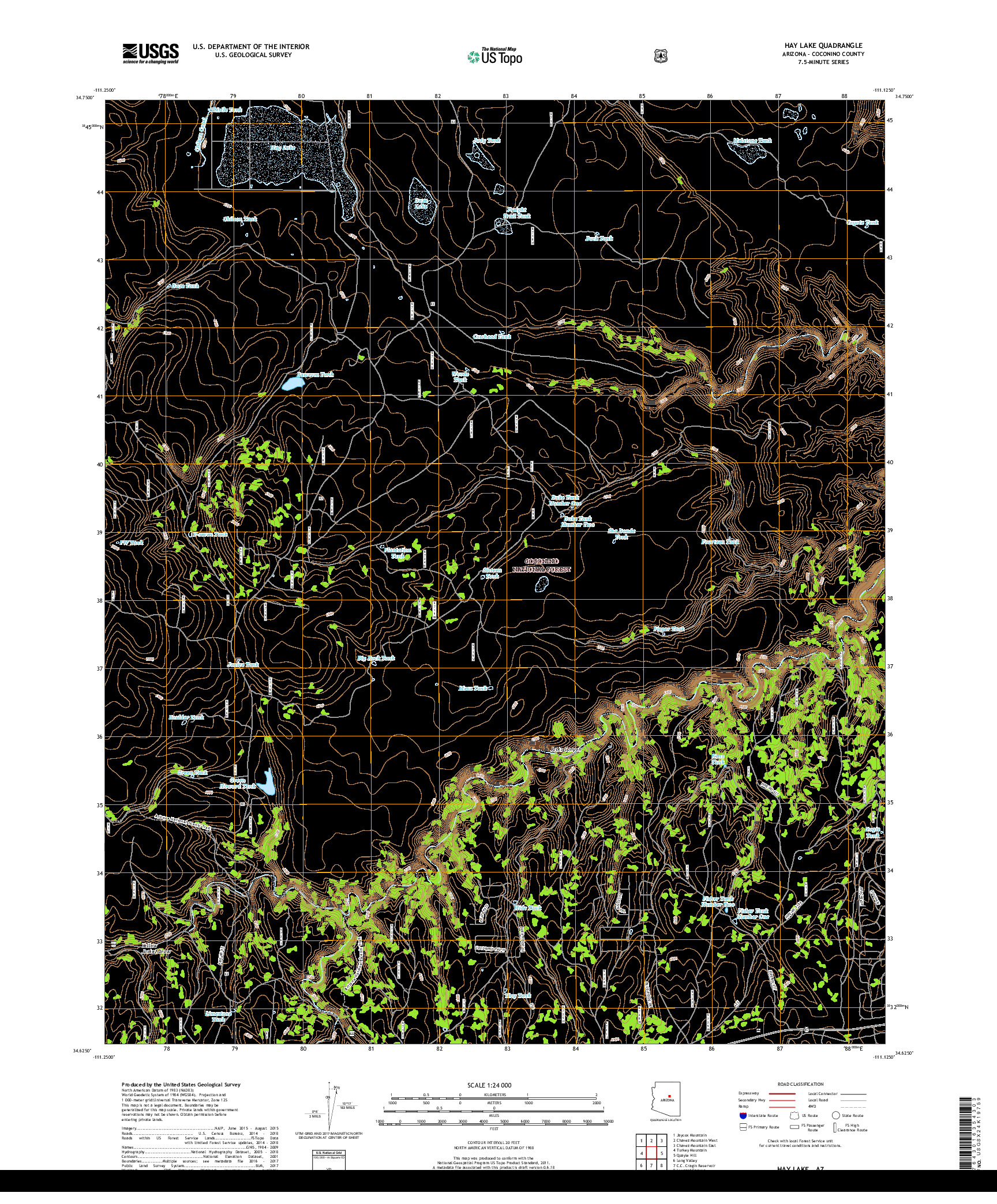 USGS US TOPO 7.5-MINUTE MAP FOR HAY LAKE, AZ 2018