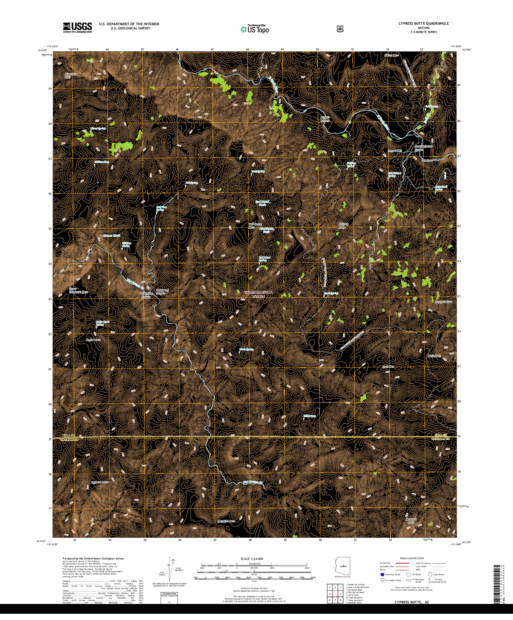 USGS US TOPO 7.5-MINUTE MAP FOR CYPRESS BUTTE, AZ 2018