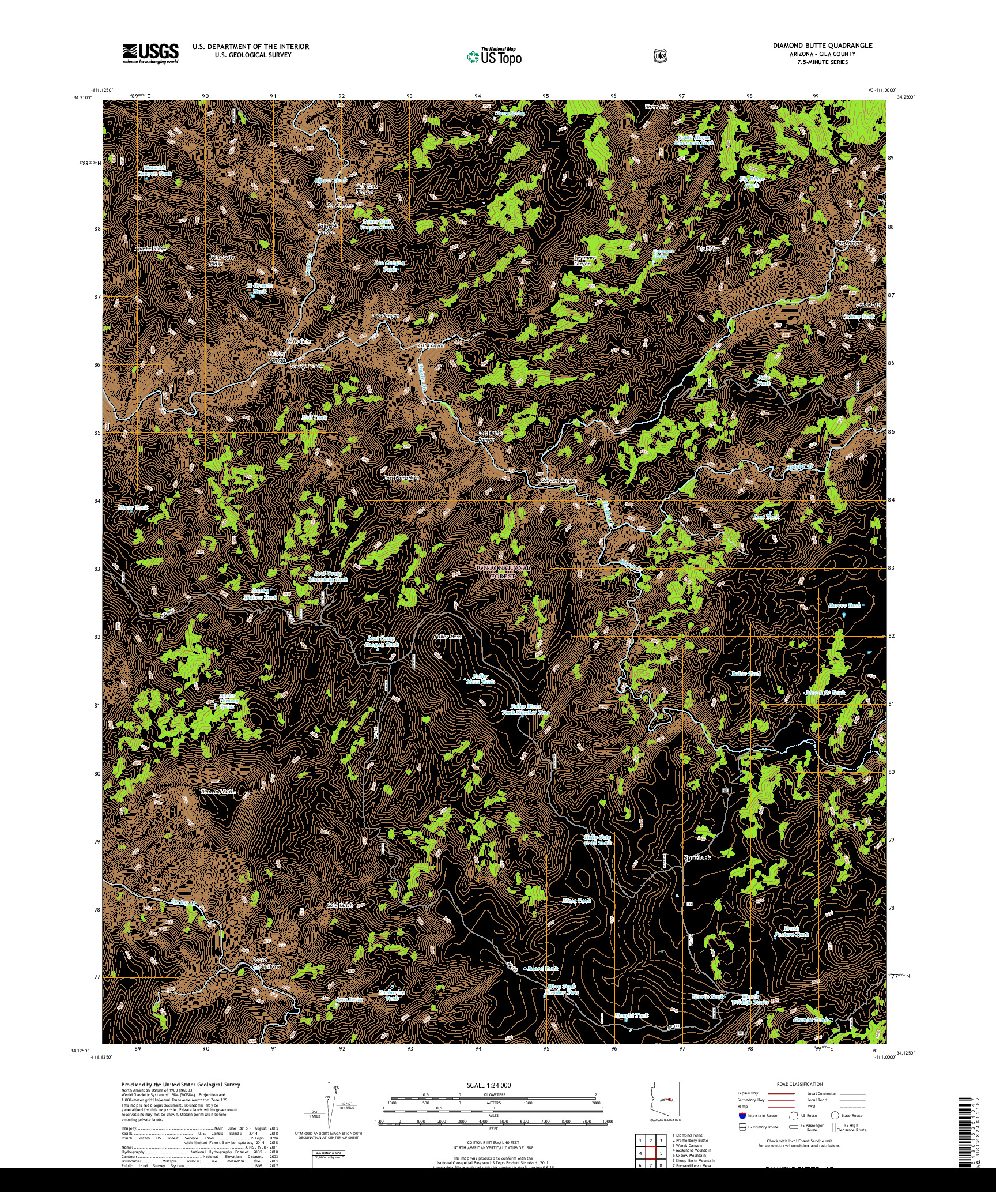 USGS US TOPO 7.5-MINUTE MAP FOR DIAMOND BUTTE, AZ 2018