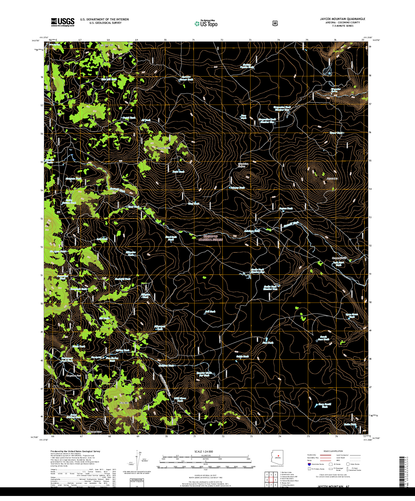 USGS US TOPO 7.5-MINUTE MAP FOR JAYCOX MOUNTAIN, AZ 2018