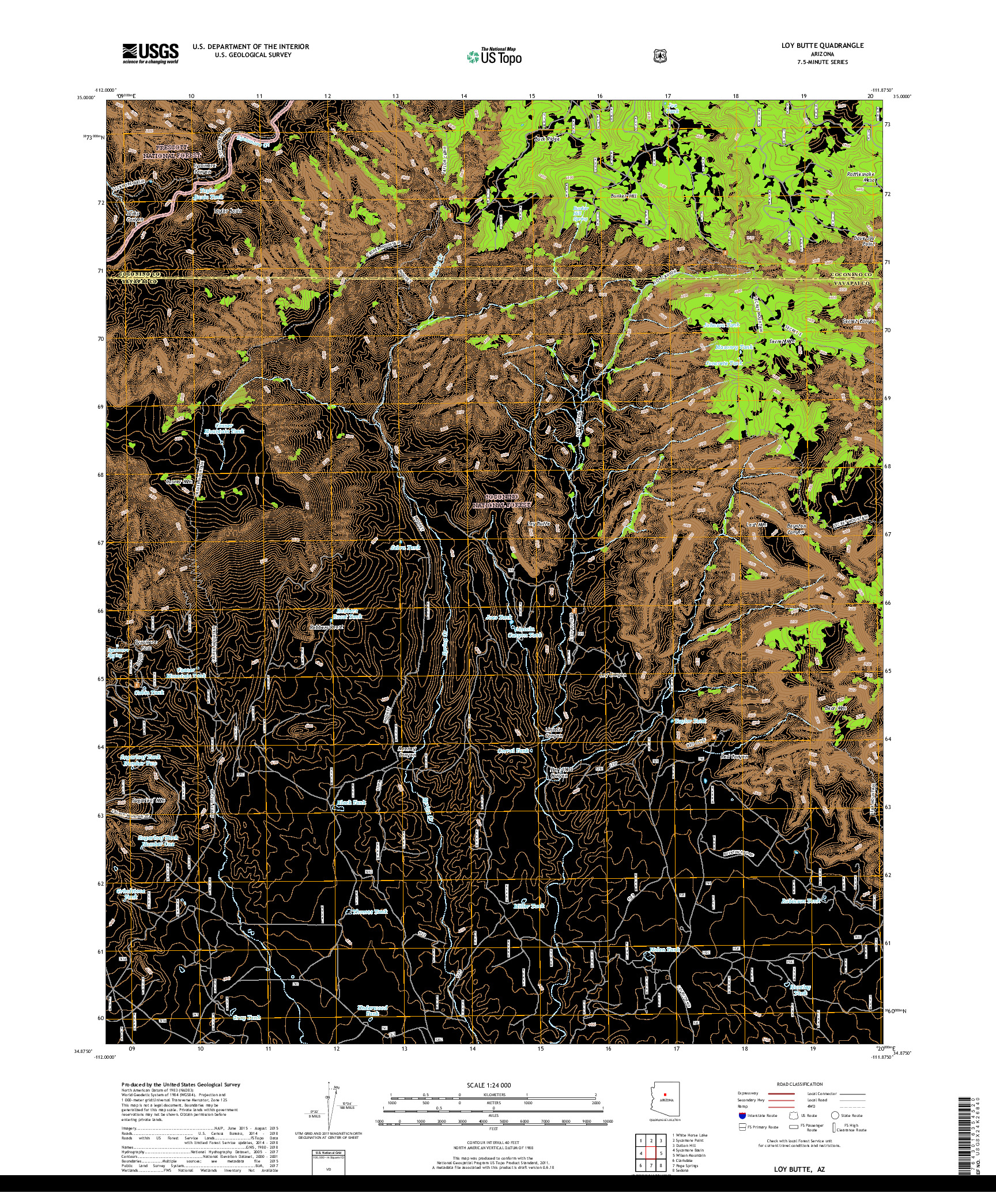 USGS US TOPO 7.5-MINUTE MAP FOR LOY BUTTE, AZ 2018