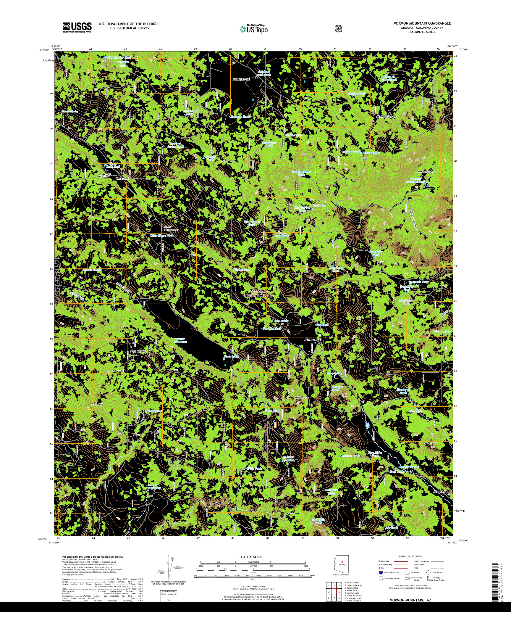 USGS US TOPO 7.5-MINUTE MAP FOR MORMON MOUNTAIN, AZ 2018