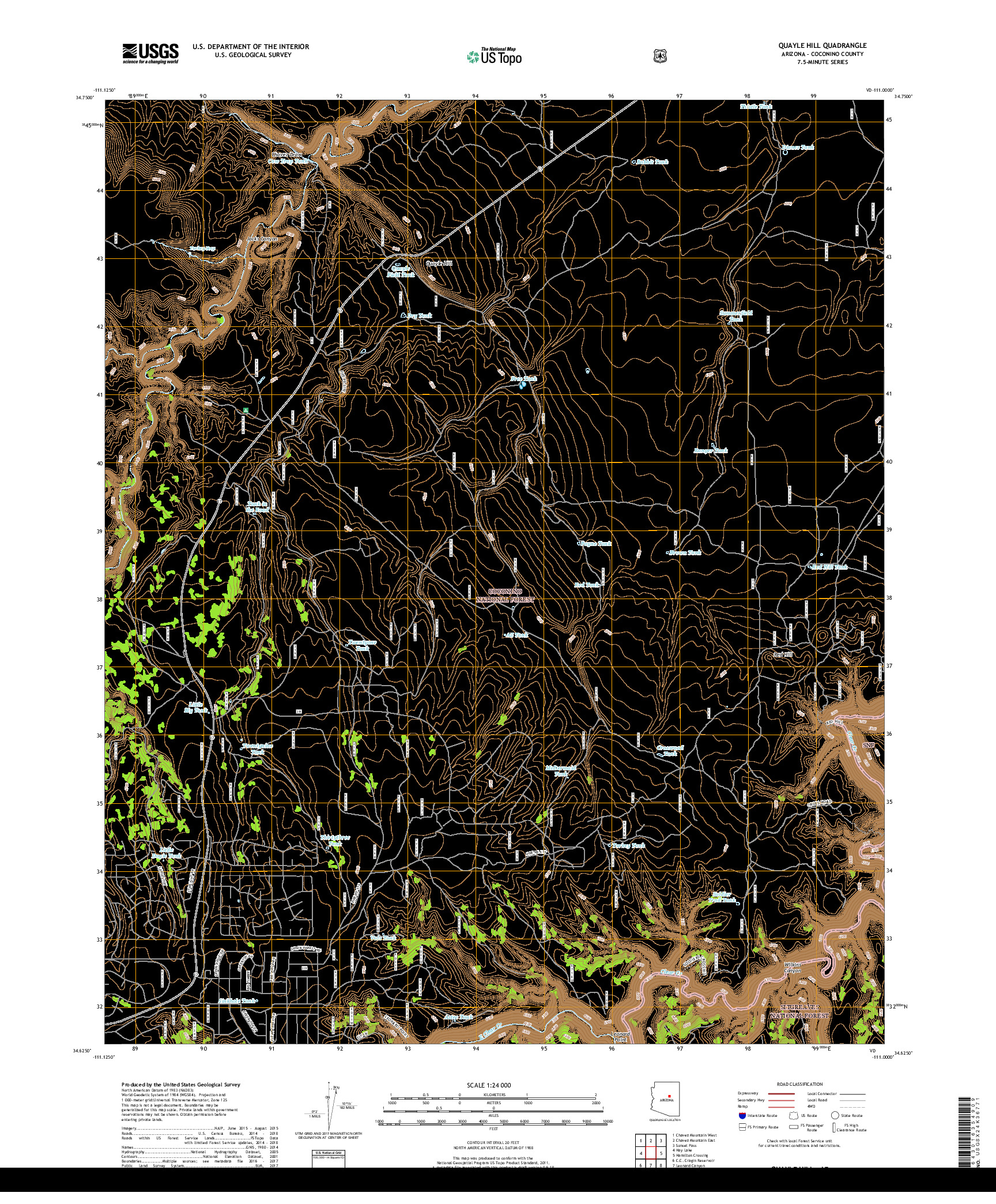 USGS US TOPO 7.5-MINUTE MAP FOR QUAYLE HILL, AZ 2018