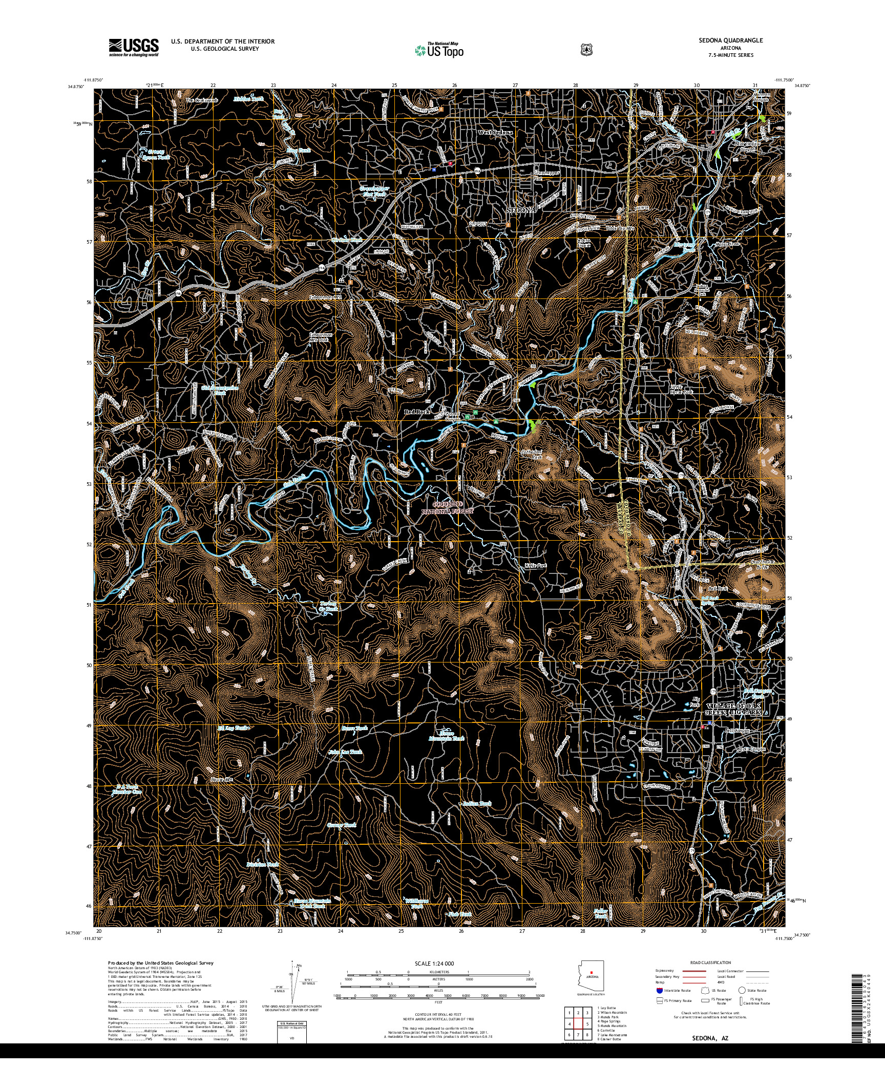 USGS US TOPO 7.5-MINUTE MAP FOR SEDONA, AZ 2018