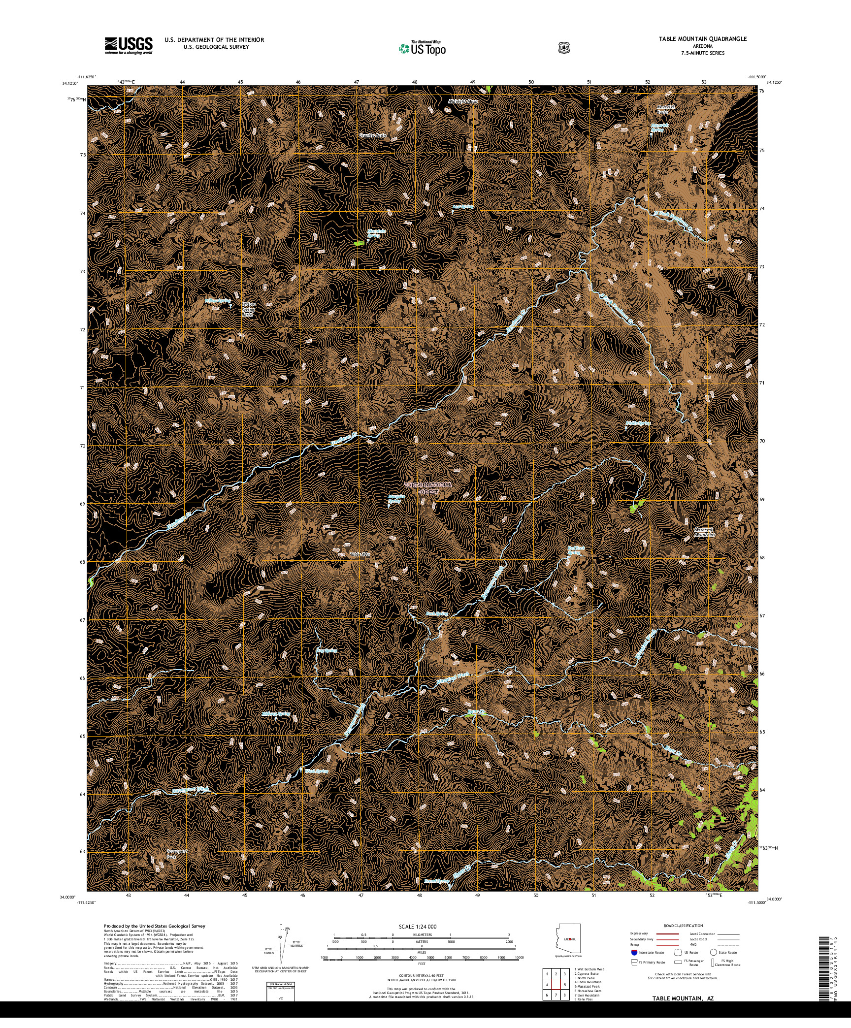 USGS US TOPO 7.5-MINUTE MAP FOR TABLE MOUNTAIN, AZ 2018