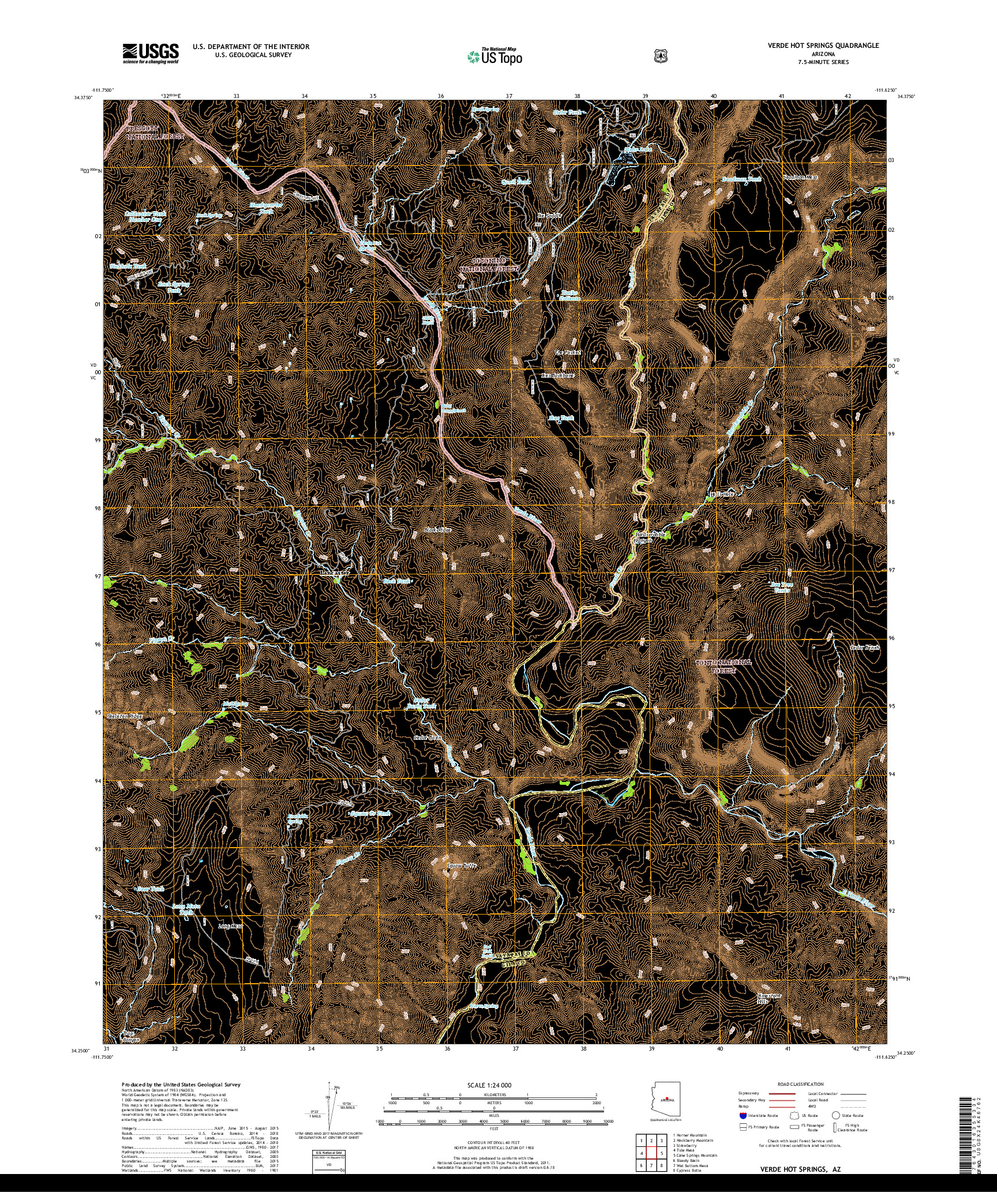 USGS US TOPO 7.5-MINUTE MAP FOR VERDE HOT SPRINGS, AZ 2018