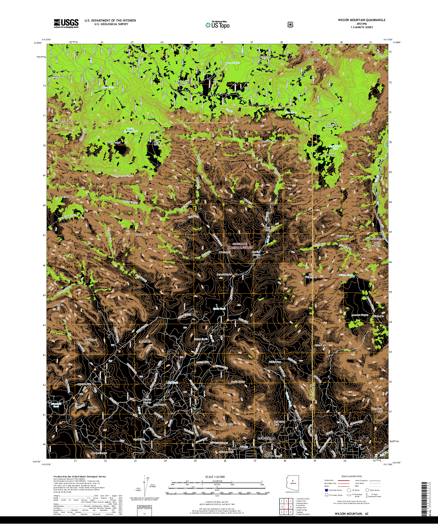 USGS US TOPO 7.5-MINUTE MAP FOR WILSON MOUNTAIN, AZ 2018