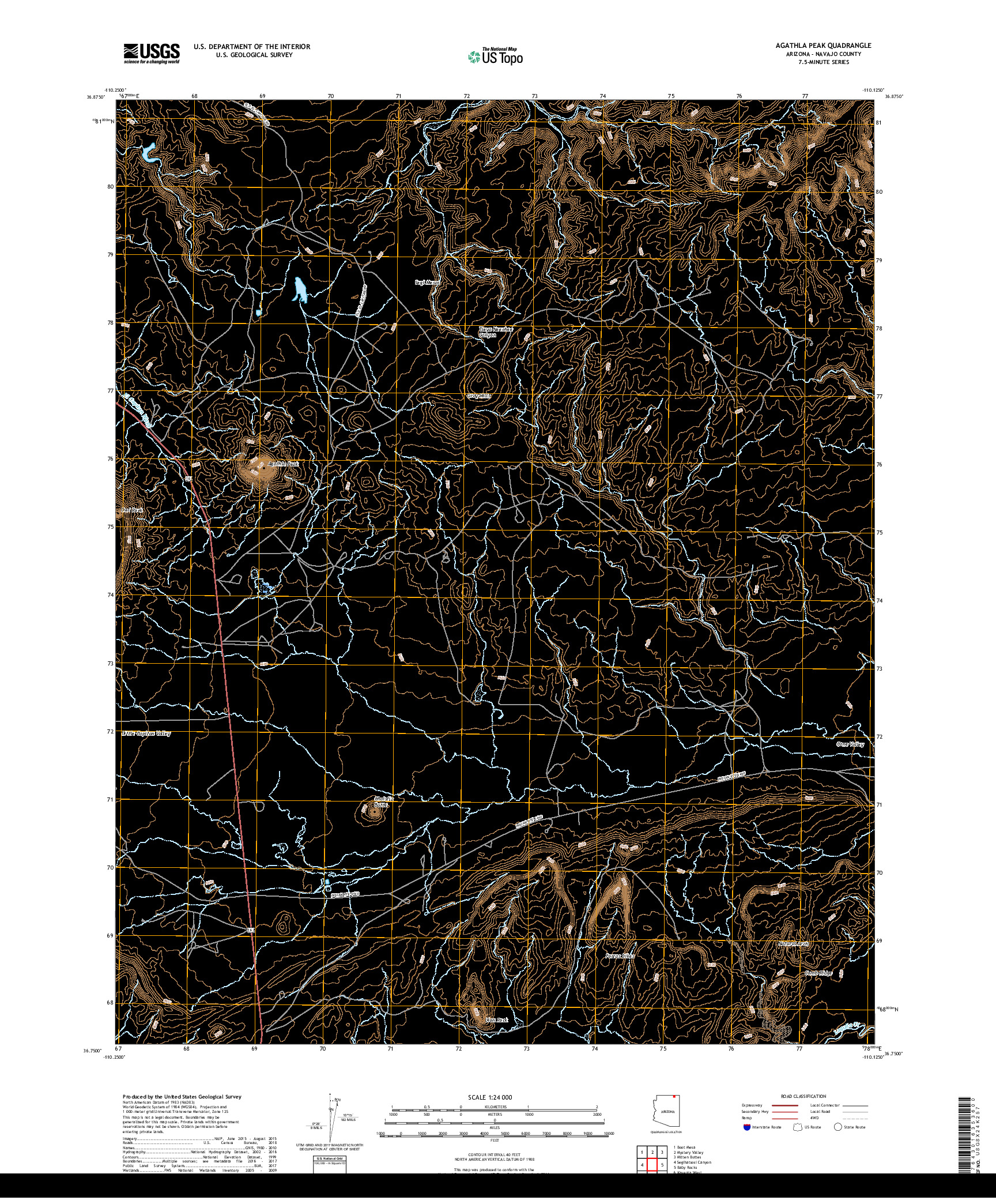 USGS US TOPO 7.5-MINUTE MAP FOR AGATHLA PEAK, AZ 2018