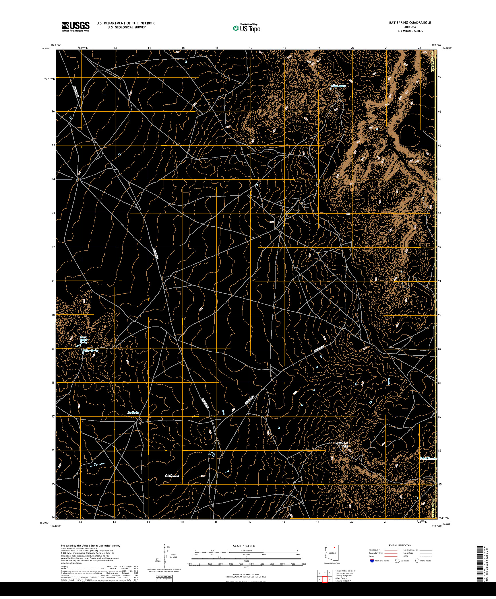 USGS US TOPO 7.5-MINUTE MAP FOR BAT SPRING, AZ 2018