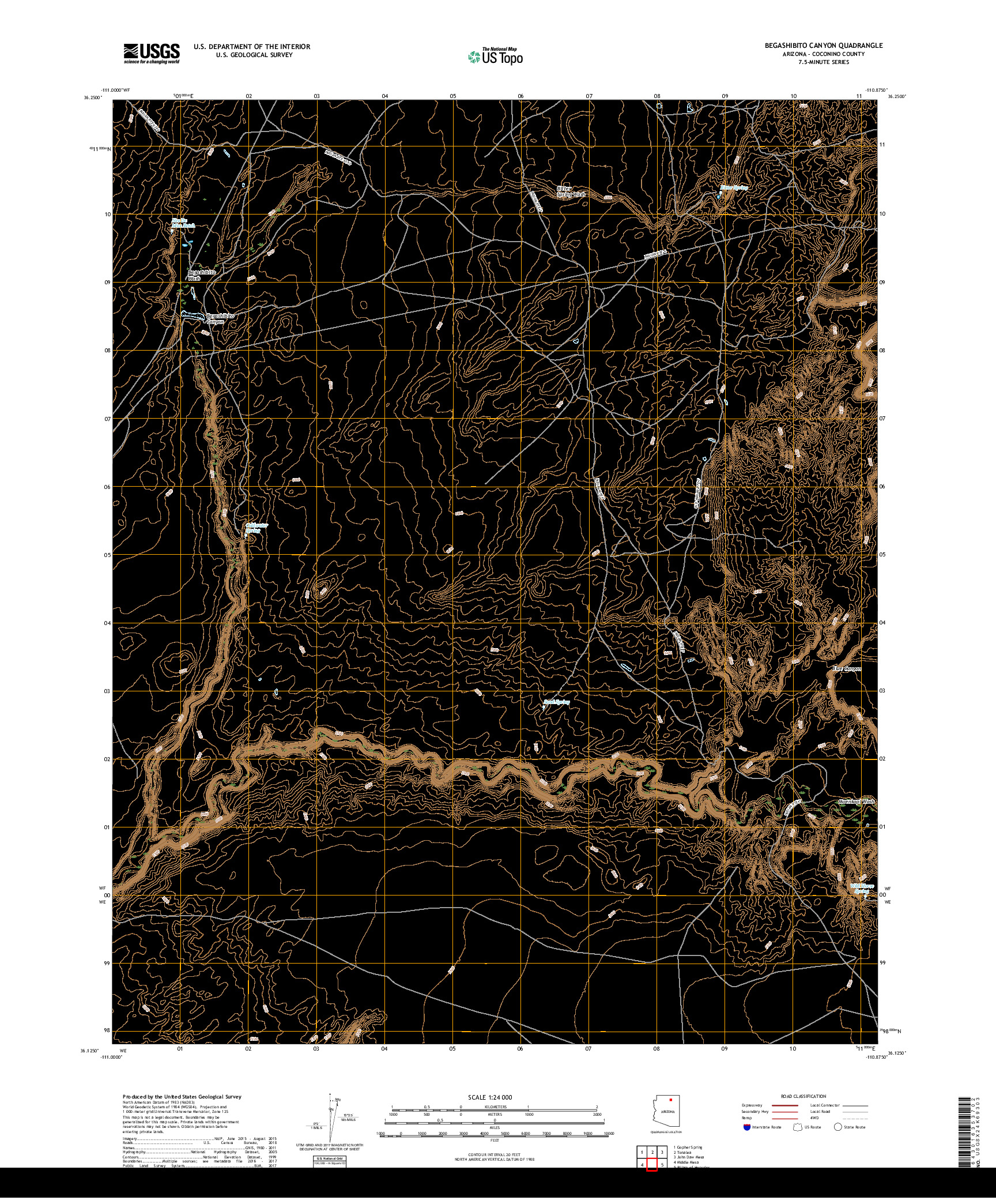 USGS US TOPO 7.5-MINUTE MAP FOR BEGASHIBITO CANYON, AZ 2018