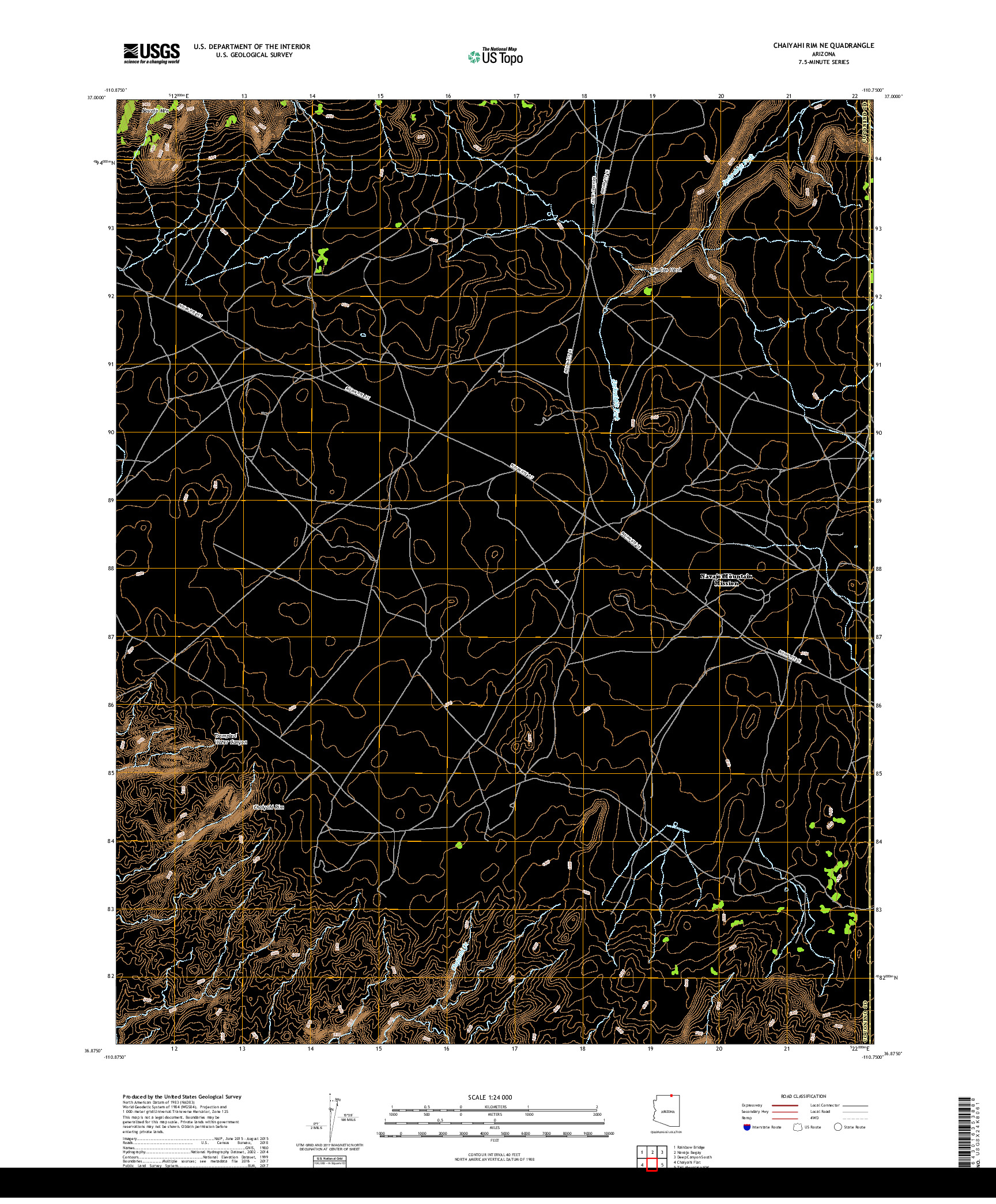 USGS US TOPO 7.5-MINUTE MAP FOR CHAIYAHI RIM NE, AZ 2018