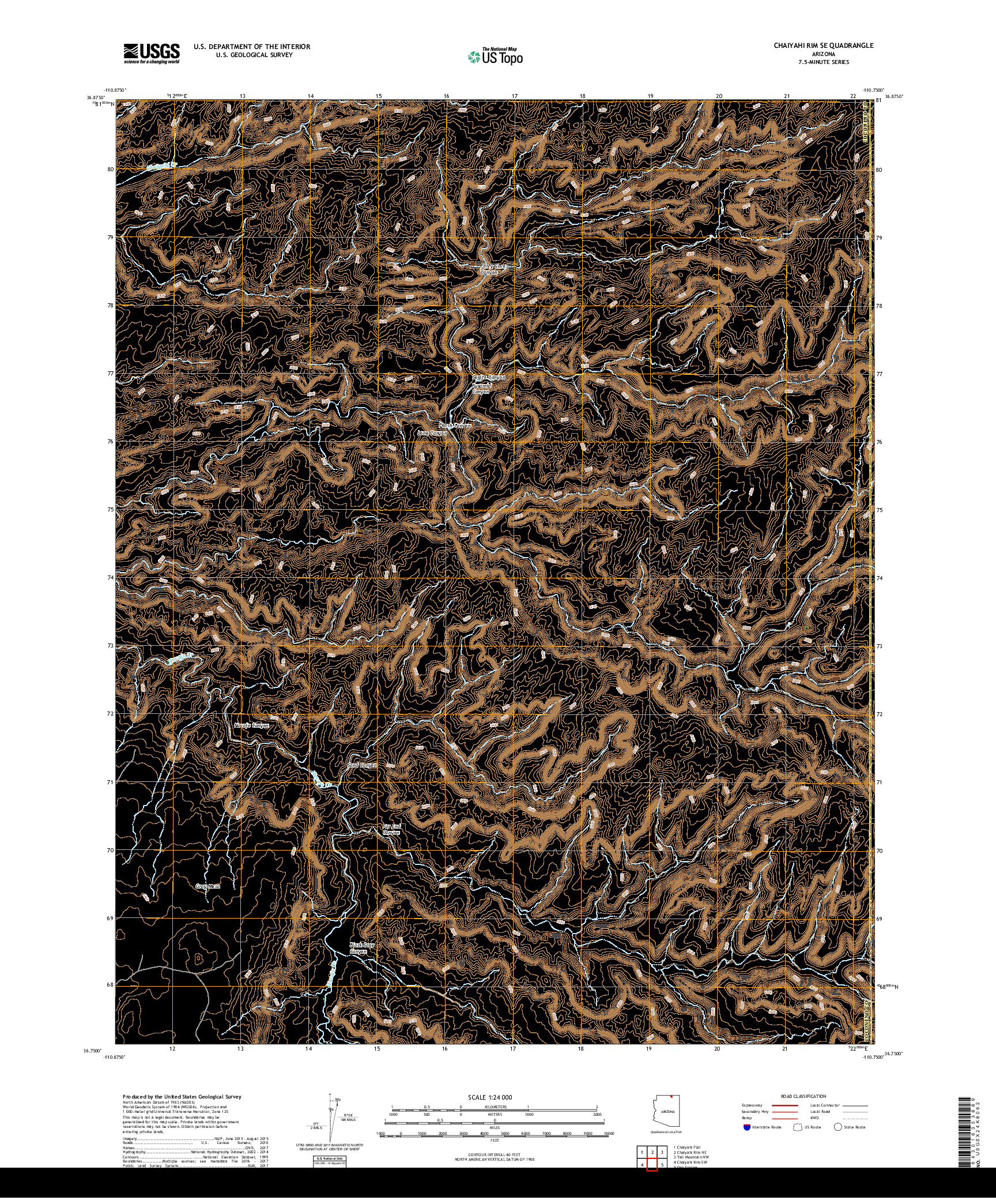 USGS US TOPO 7.5-MINUTE MAP FOR CHAIYAHI RIM SE, AZ 2018