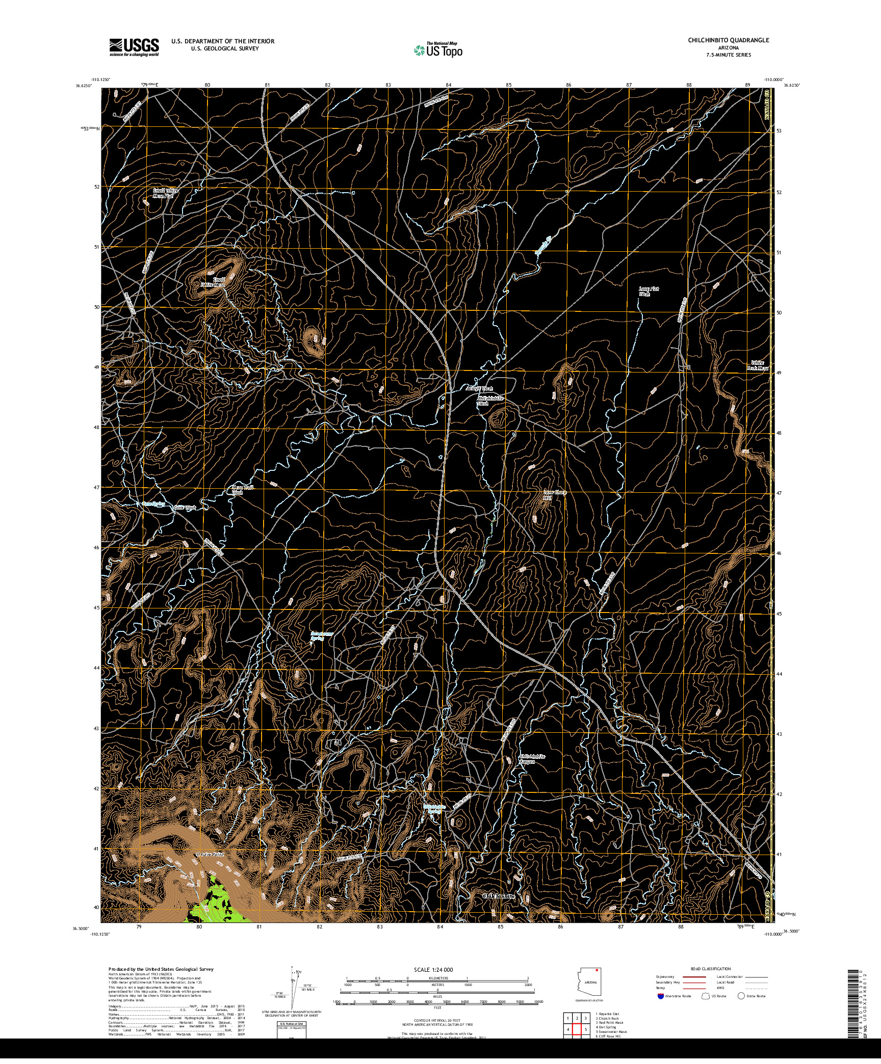 USGS US TOPO 7.5-MINUTE MAP FOR CHILCHINBITO, AZ 2018