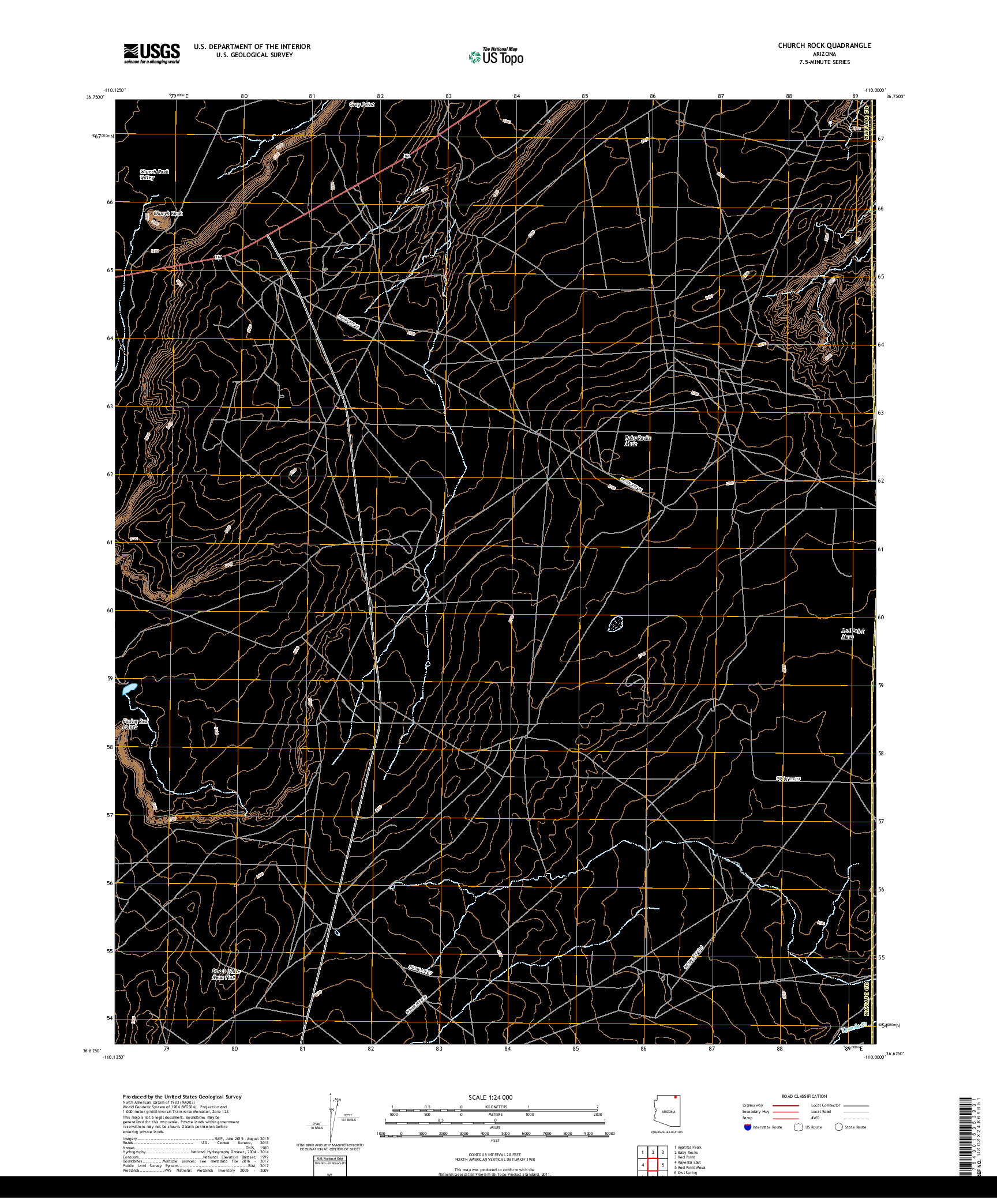 USGS US TOPO 7.5-MINUTE MAP FOR CHURCH ROCK, AZ 2018