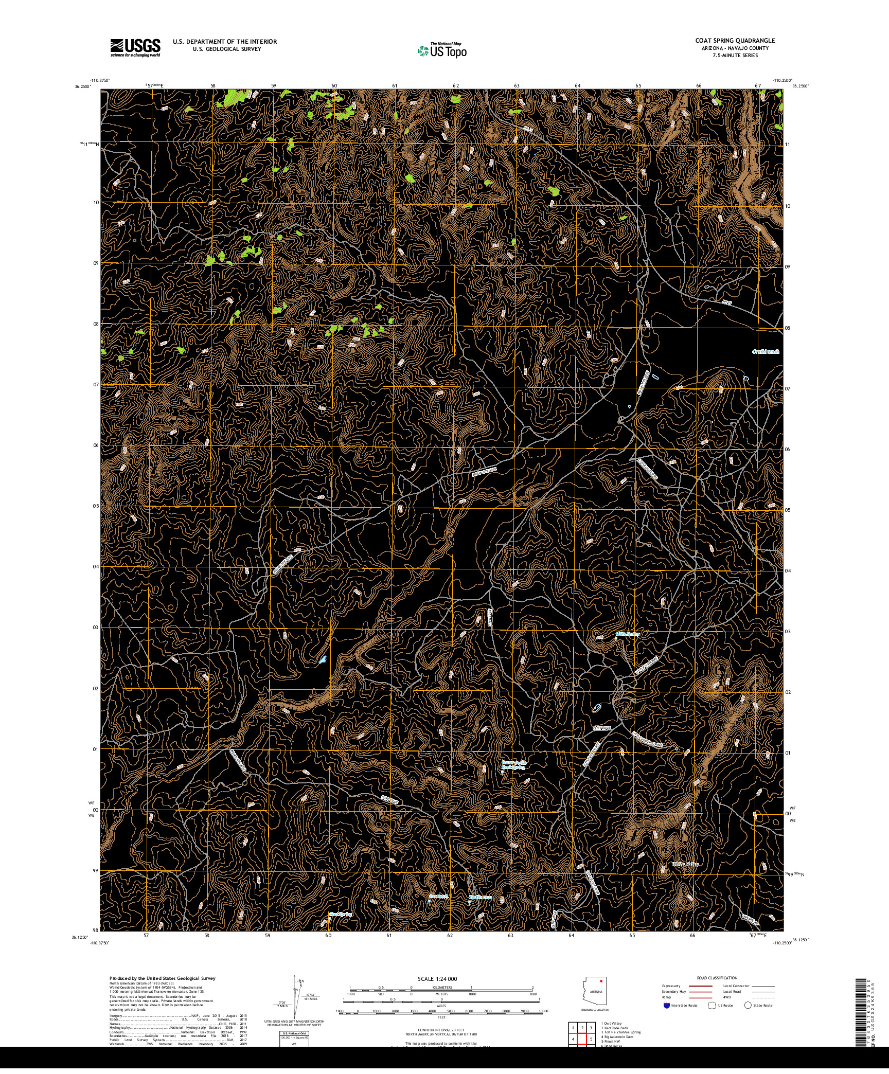 USGS US TOPO 7.5-MINUTE MAP FOR COAT SPRING, AZ 2018