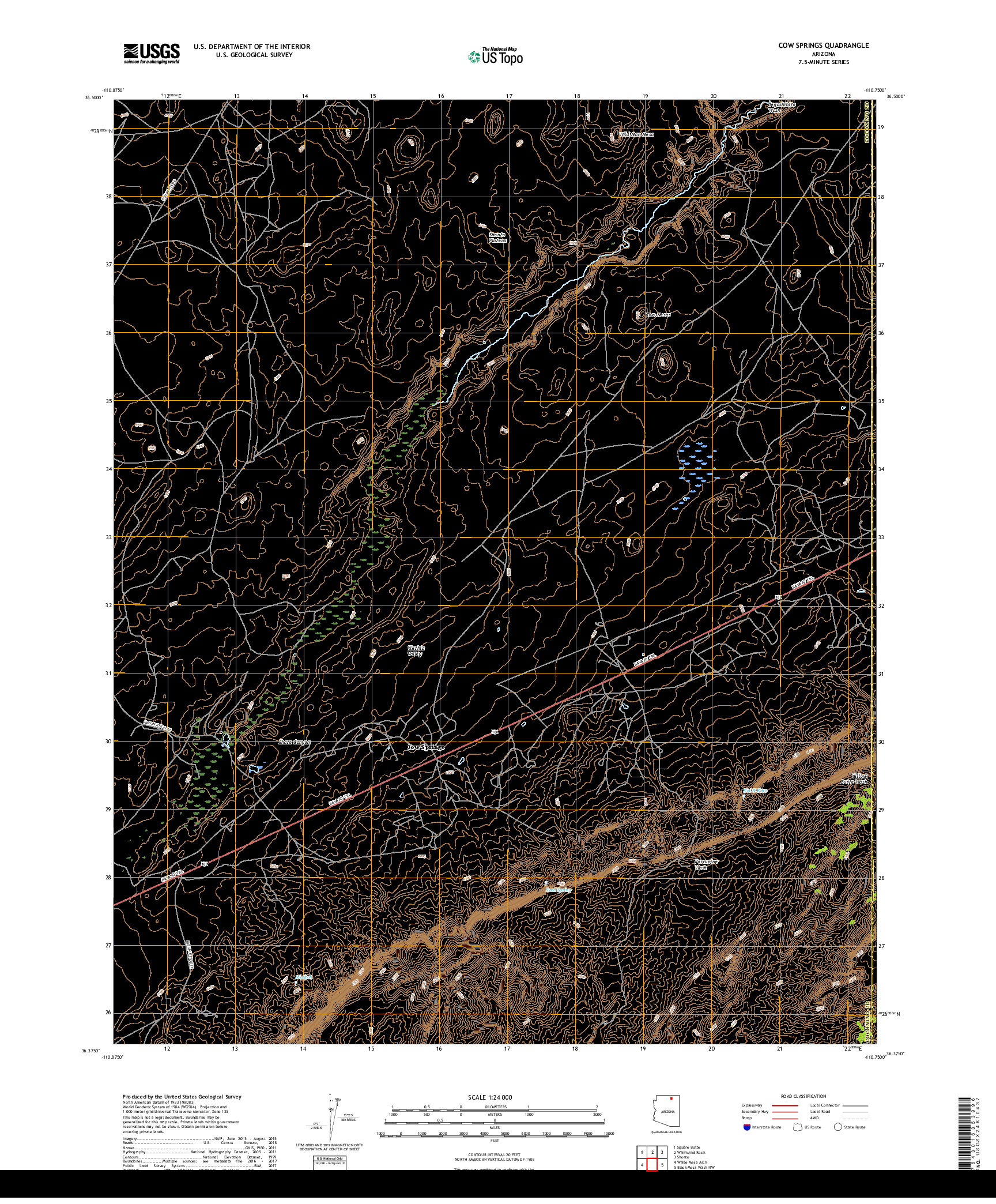 USGS US TOPO 7.5-MINUTE MAP FOR COW SPRINGS, AZ 2018